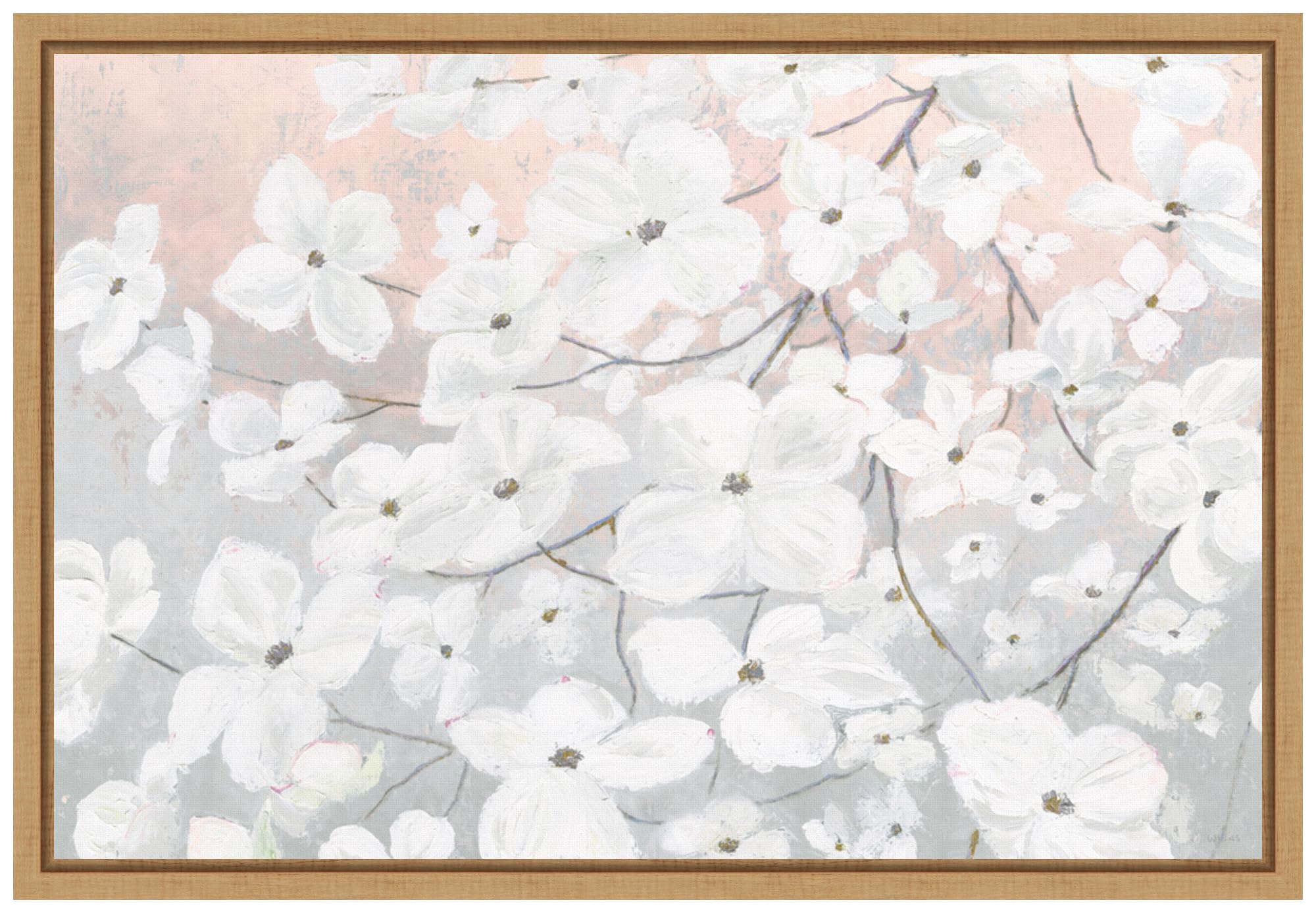 amanti art framed canvas wall art 16x23 bringing in blossoms blush by james wiens, framed wall art canvas, flowers artwork, modern decor, medium poster painting for living room, bedroom, bathroom,