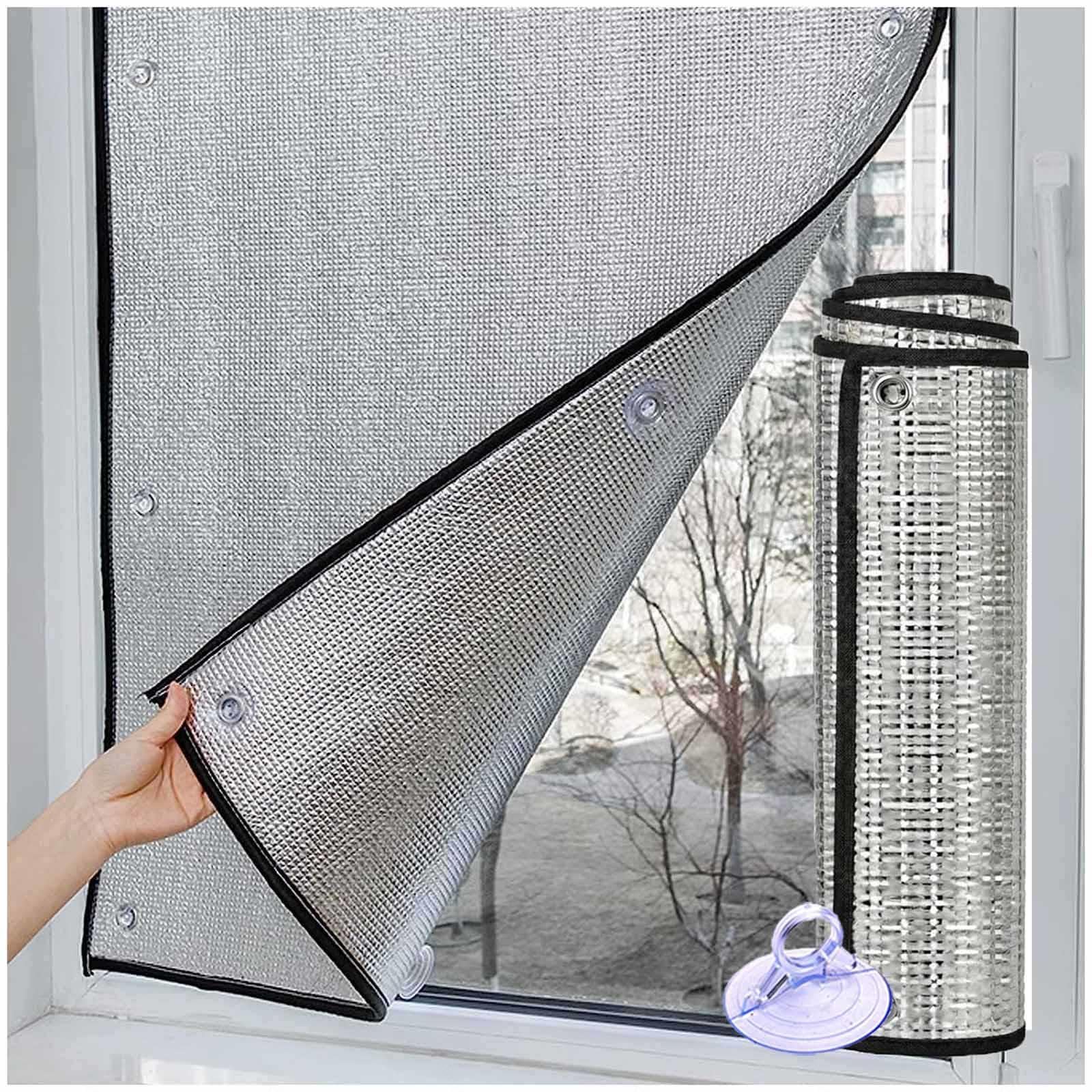 Total Blackout Privacy Window Film, Heat Reflective Aluminium Foil Window Film With Suction Cups, Thermal Insulation Glass Film, Sun Blocking Anti-uv Anti-glare Window Tint,W×H-130x200cm/51 * 79in