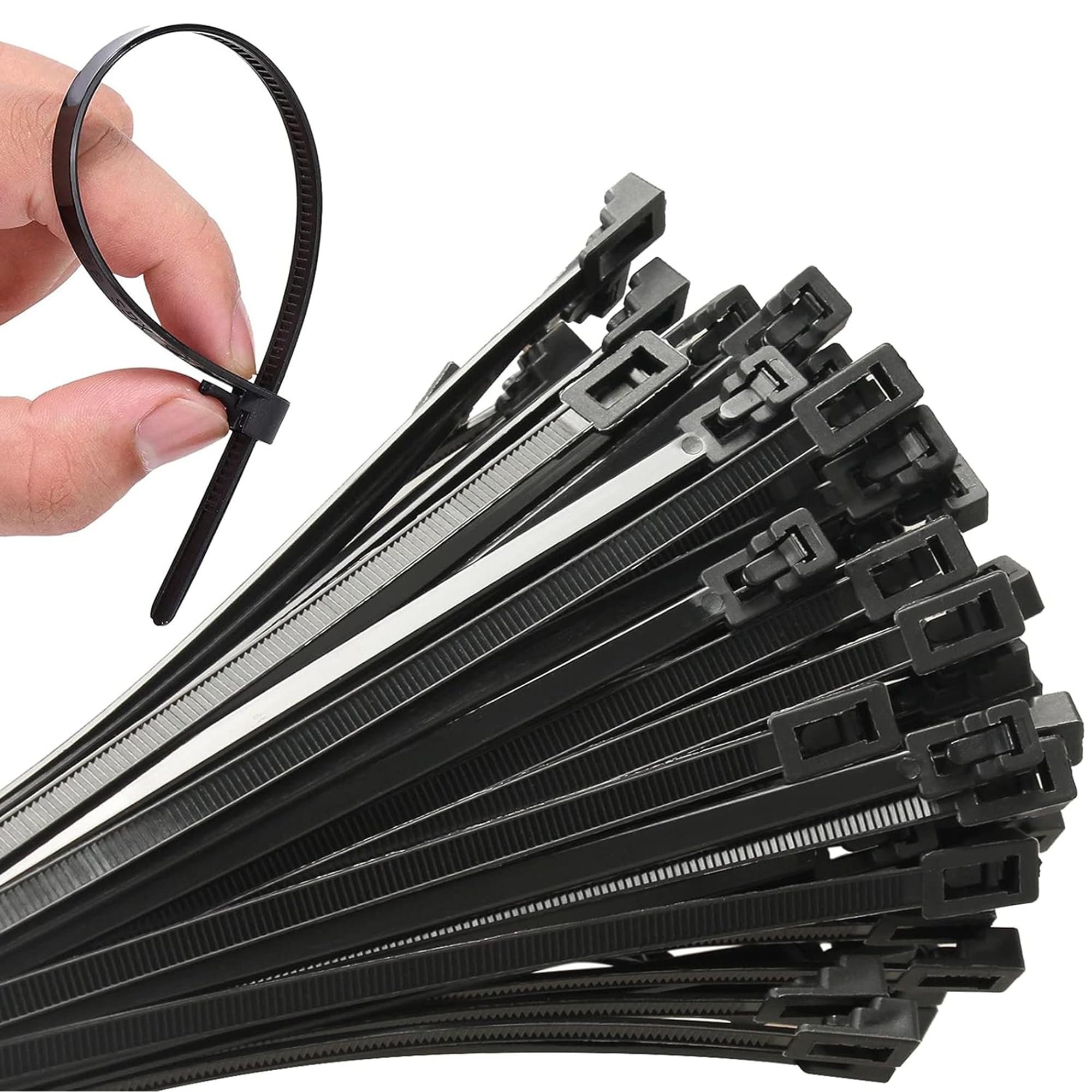 Reusable Releasable Zip Ties | 6 Inch, Black, Pack of 100 | Durable Nylon Material | Hassle-Free Cable Management & Quick Adjustments | Ideal for Home, Office, Electronics & DIY Projects