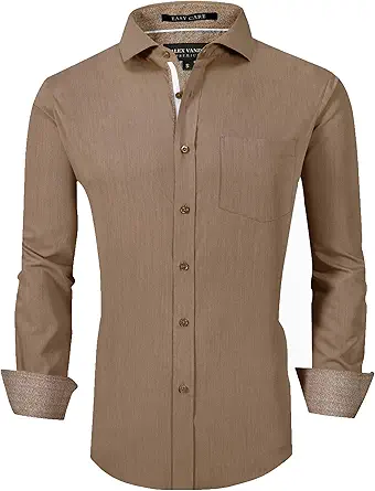 Alex Vando Mens Bamboo Dress Shirts Wrinkle Free Regular Fit Stretch Button Down Shirt