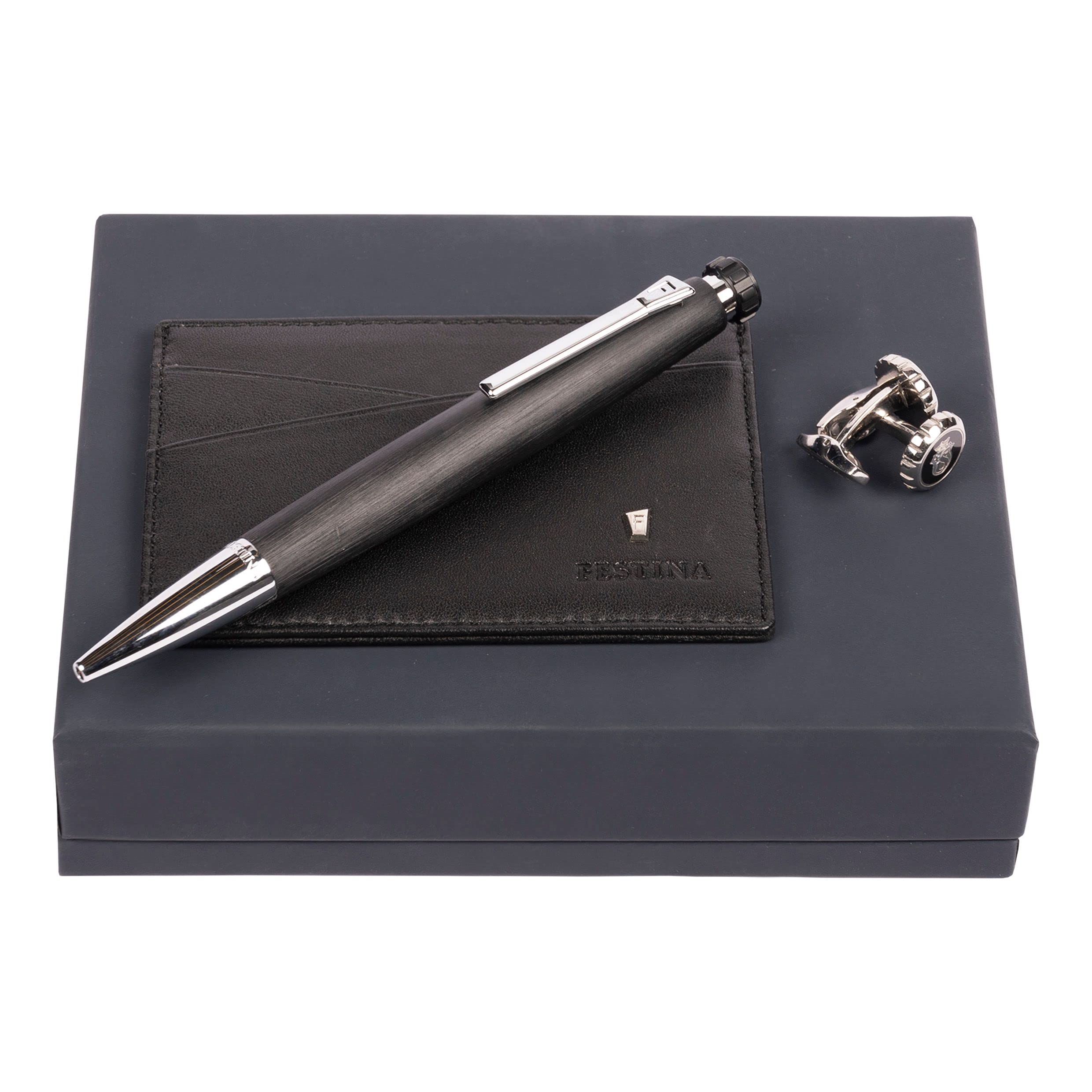 Festina Geschenkset FPBCM102A (Kugelschreiber, Kartenhalter & Manschettenknöpfe) Schwarz | Geschenkbox