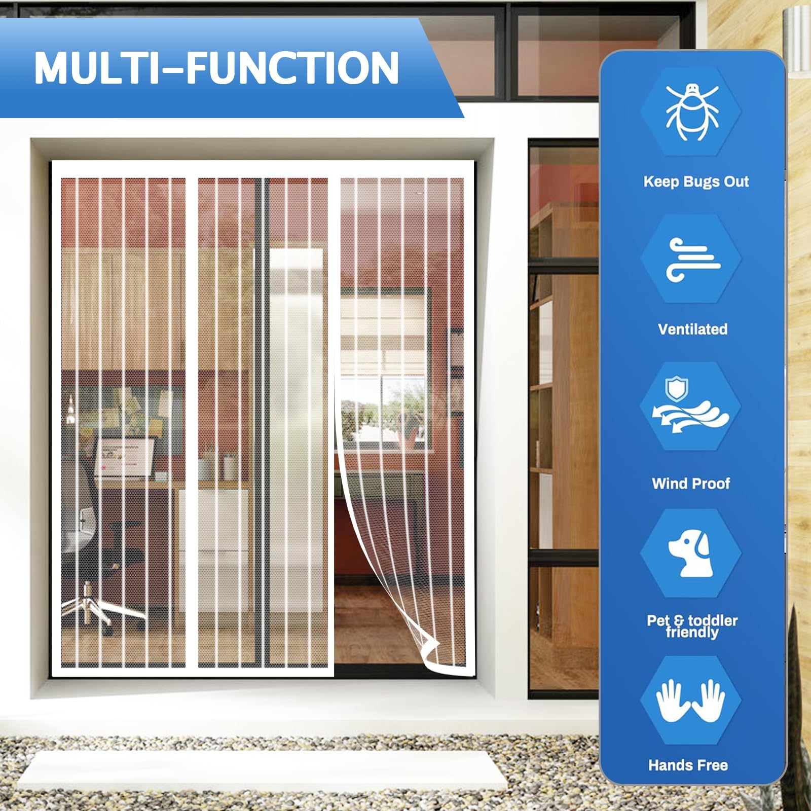 Magnet-Fliegengitter Für Balkontür / Terrassentür – 150x280 Cm, Selbstschließend, Ohne Bohren, Aus Polyester, Weiß