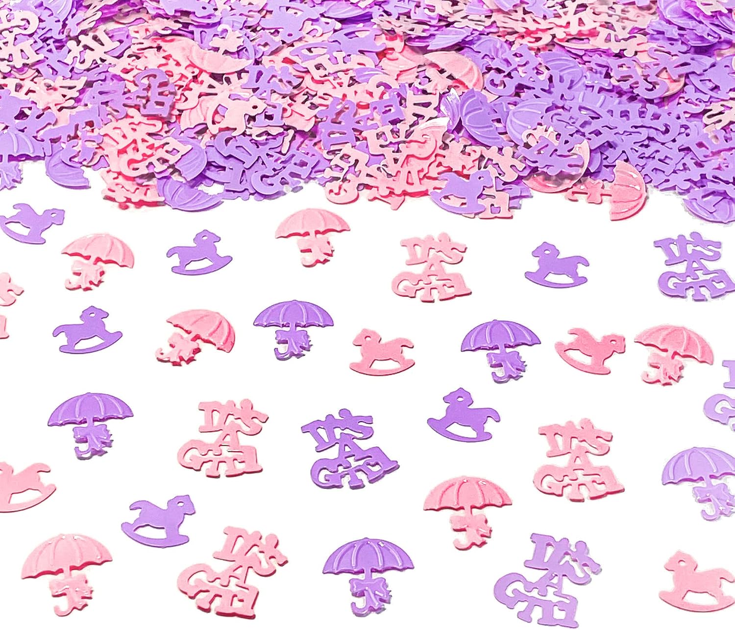 Baby Girl Confetti for Baby Shower Table Decorations - 1200PCS Neutral Theme Party Birthday Party Bridal Shower Confetti - Large Sprinkles Glitter Metallic Gift Bag Invitation DIY