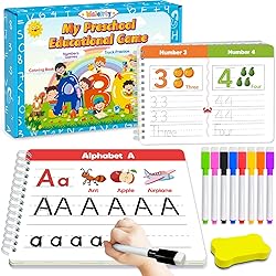 Preschool Learning Activities Kindergarten Workbooks, Toddler Busy Book Handwriting Practice, Coloring Tracing Activity Book for Kids 3-5, Montessori Educational Toys for 3 4 5 Year Old Boy Girl Gifts