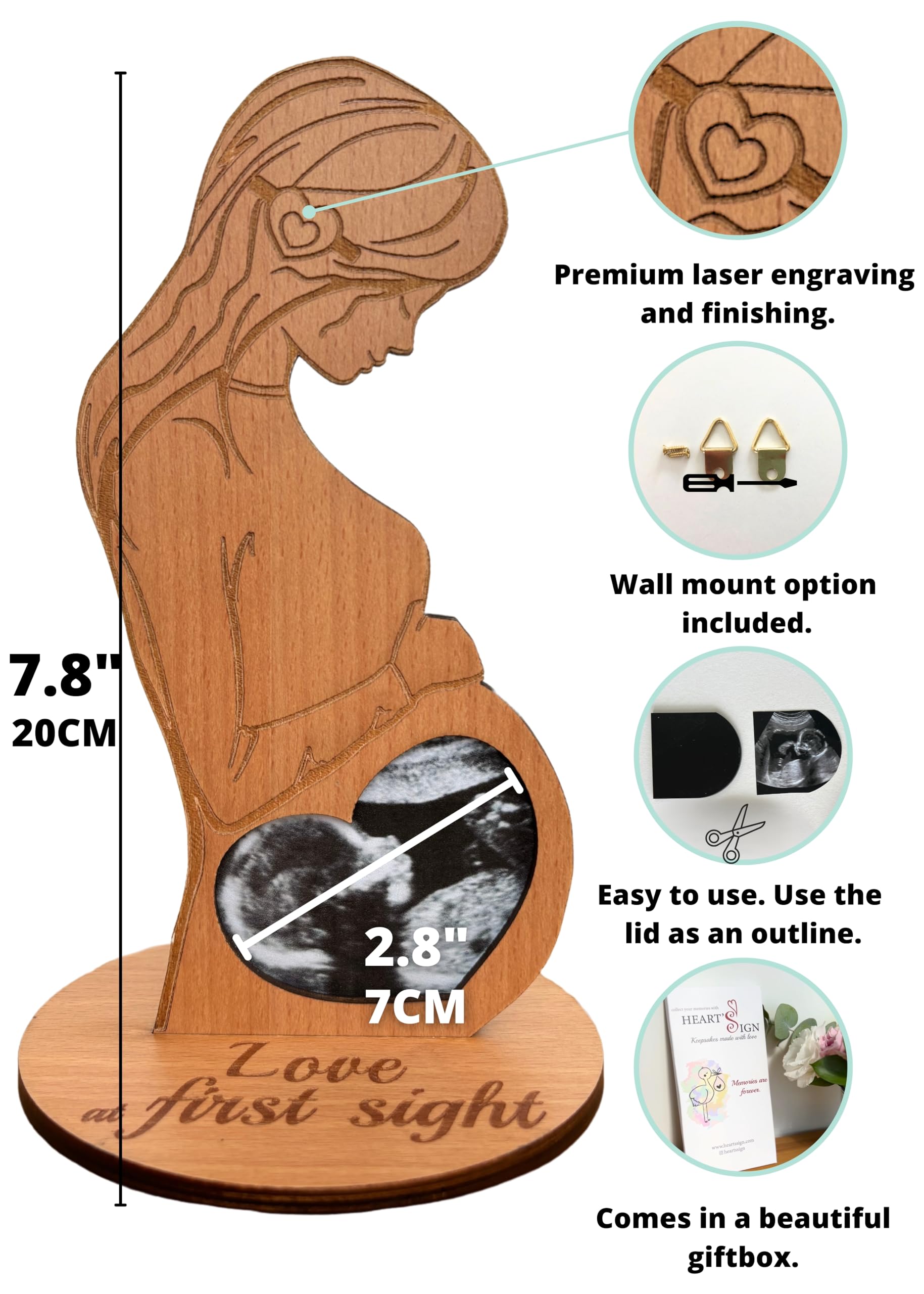 Heart's Sign Sonogram Photo Frame - Mothers Day Gifts for Expecting Moms | Pregnant Wife Gift From Husband | Gifts for Pregnant Women Mom to be