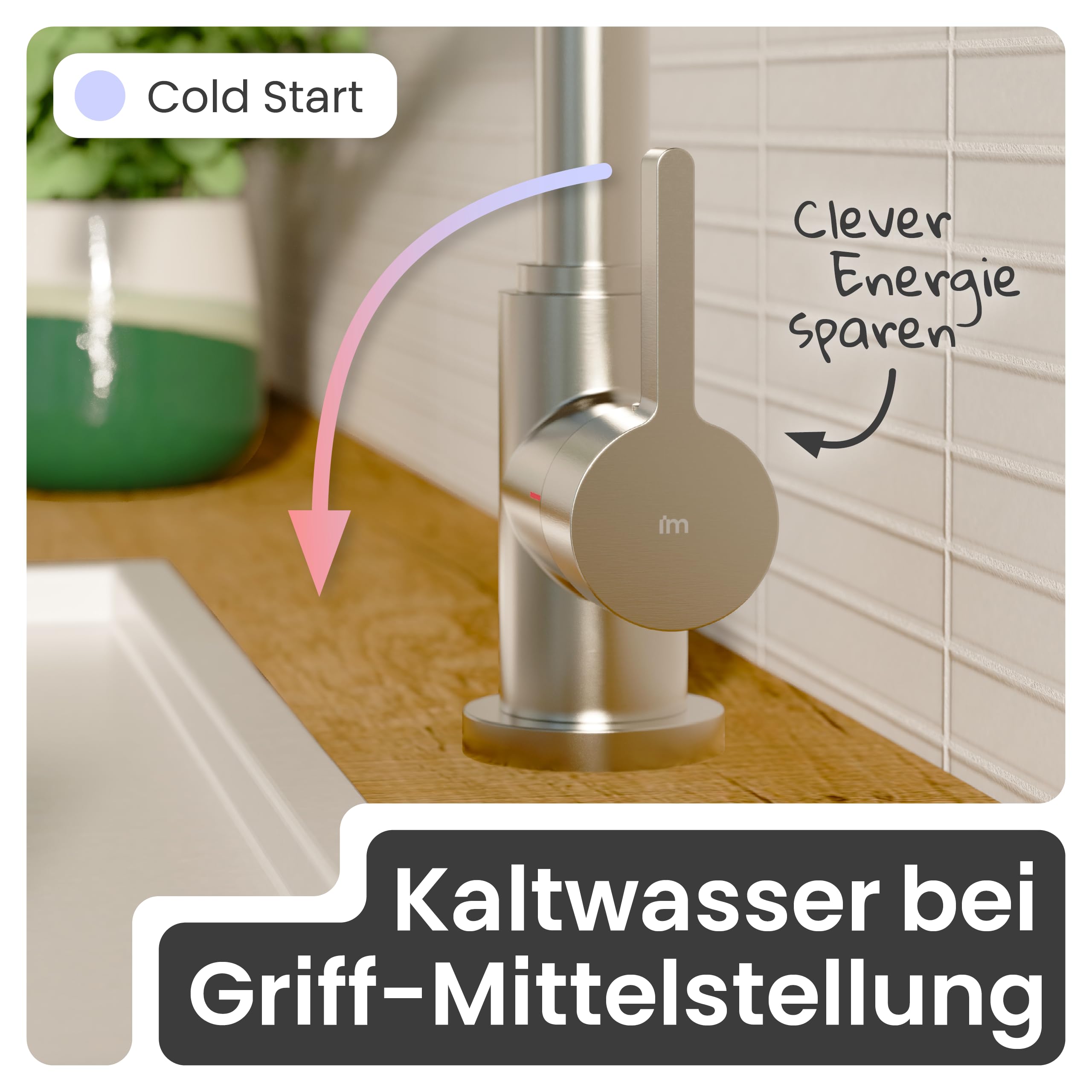instmaier Leona | Niederdruck Küchenarmatur 360° schwenkbar | Edelstahl | Wasserhahn Küche | Spültischarmatur mit hohem Auslauf | Armatur Spüle | Einhebelmischer | Mischbatterie