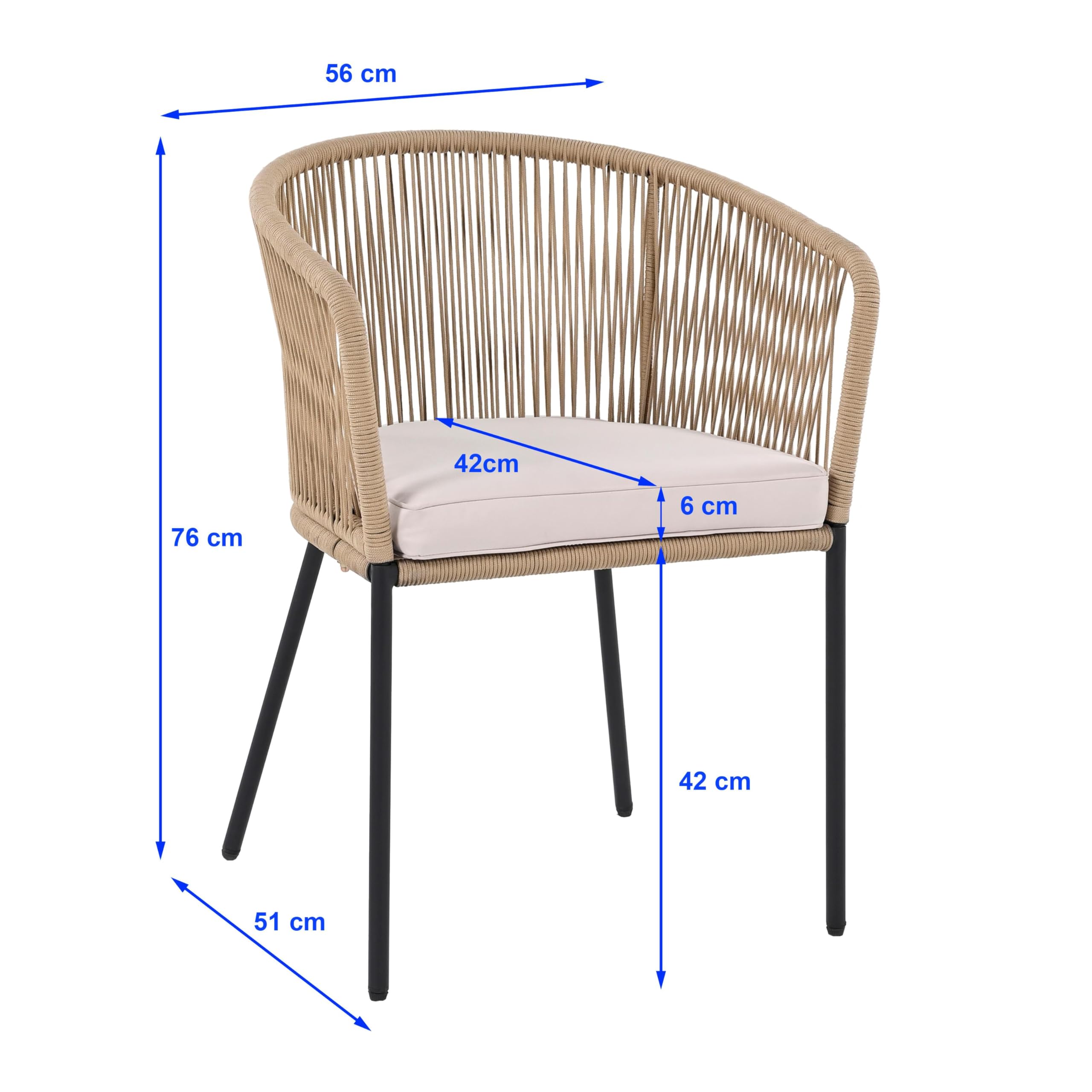ESTEXO Bistro Set Balkonmöbel Sitzgruppe Outdoor Gartenset 2 Personen Rope Gartenset (Beige)