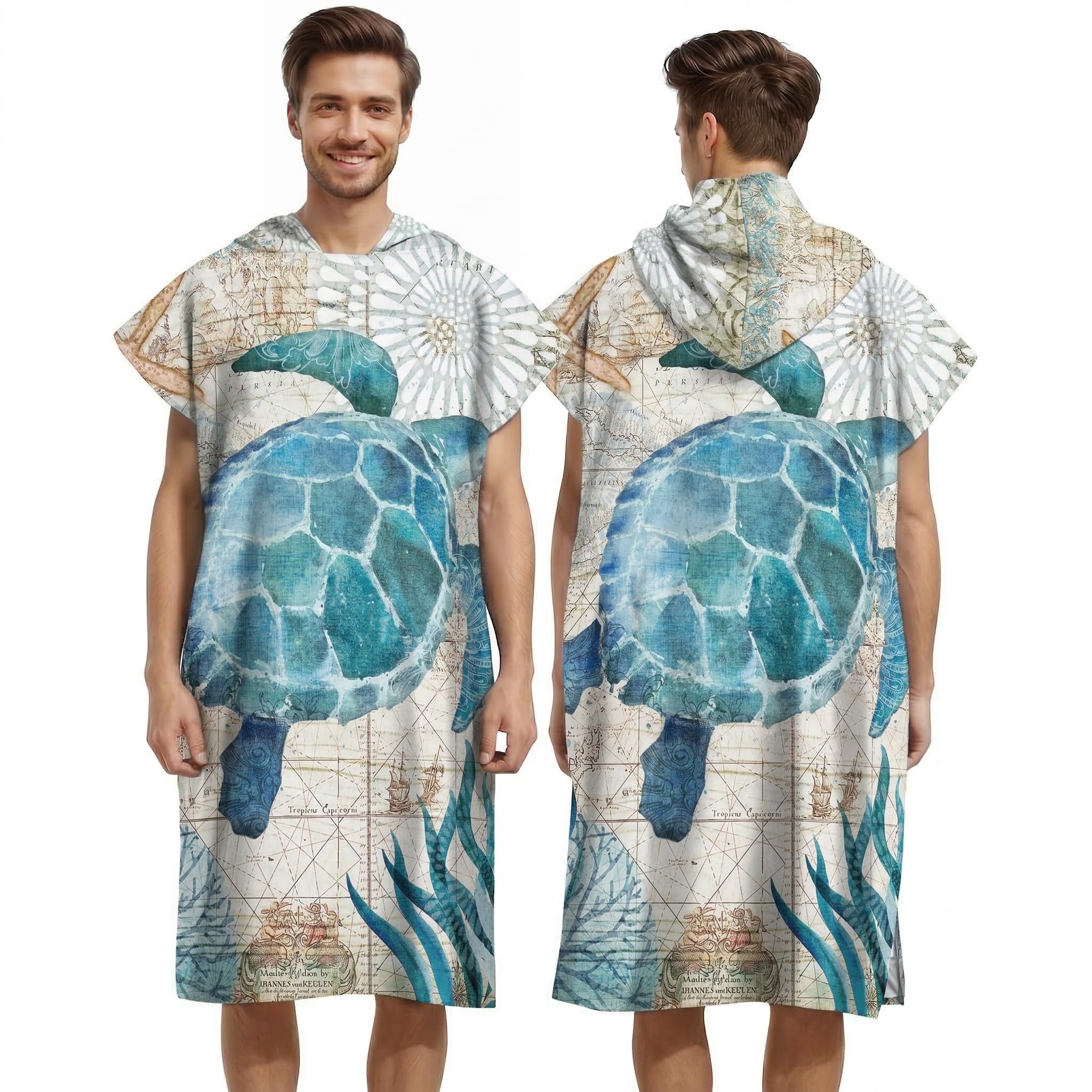 LOMTRATS Quick-drying Surf Poncho, Changing Towel, Bathrobe, Sports Towels for Swimmers,Hoodie for Adults,Swimming,Beach,Surfing,Diving,Bathing（Adult-L）