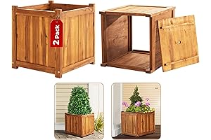 Idzo Wooden Planter Box with Drainage Holes
