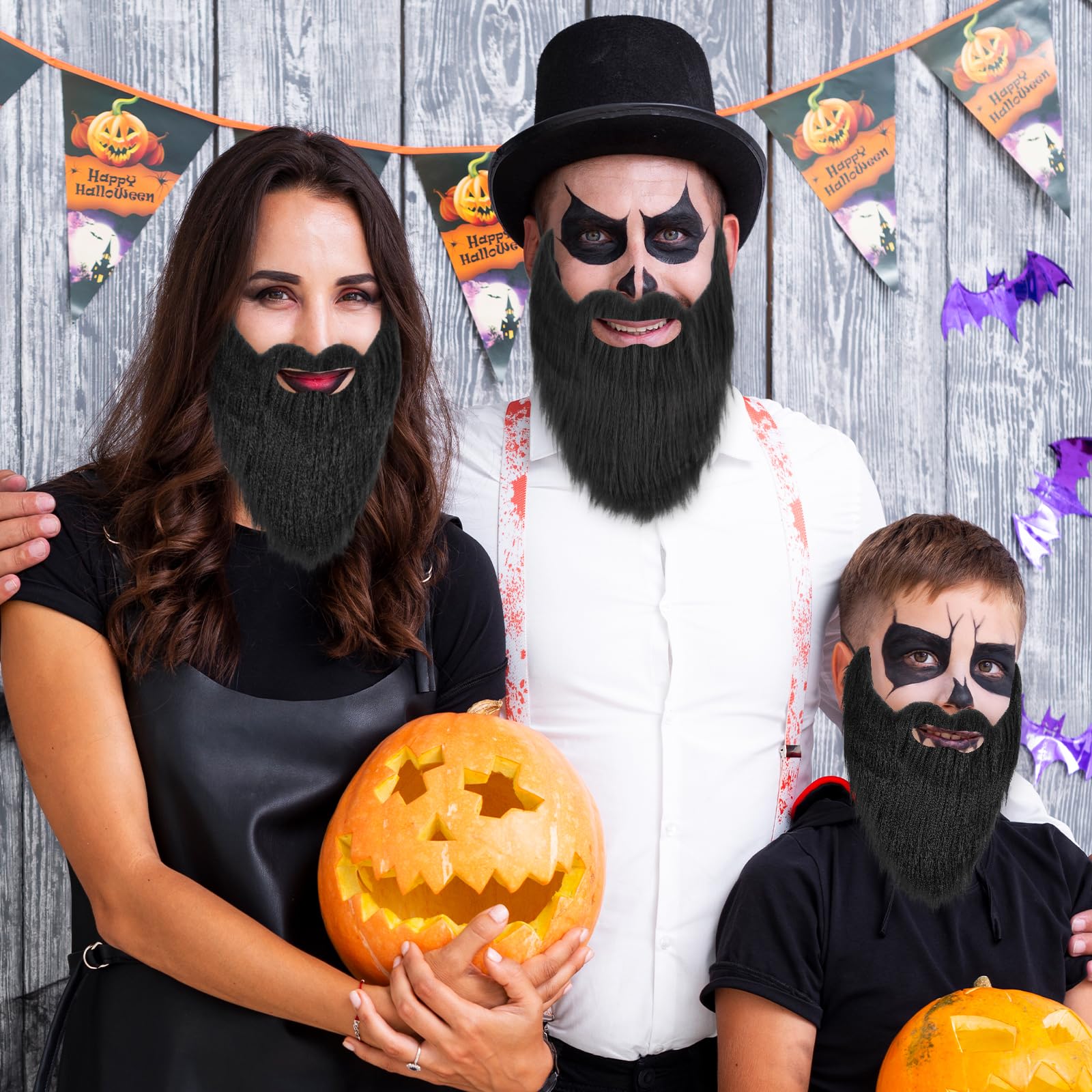 Lusofie Fałszywe wąsy czarny wygodny i łatwy do noszenia kostium do brody sztuczny mężczyzna starszy mężczyzna kostium na Halloween Boże Narodzenie Cosplay Fałszywy wąsy męski