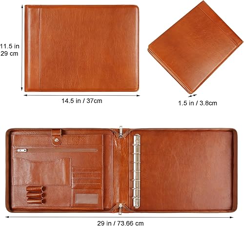 Miniatura 3 de Carpeta personalizada de cuero para cheques de negocios  Carpeta de cheques de 7 anillos grabada con soporte para libro de cheques para 3 por