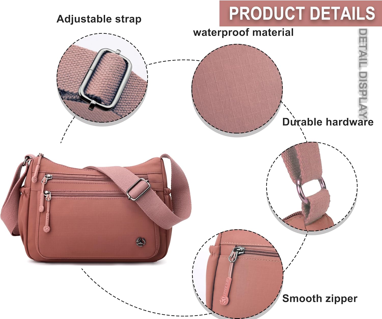Crossbody Bags for Women Waterproof Nylon Shoulder Bag Roomy Multiple Pockets Messenger Purses Handbags - Image 5
