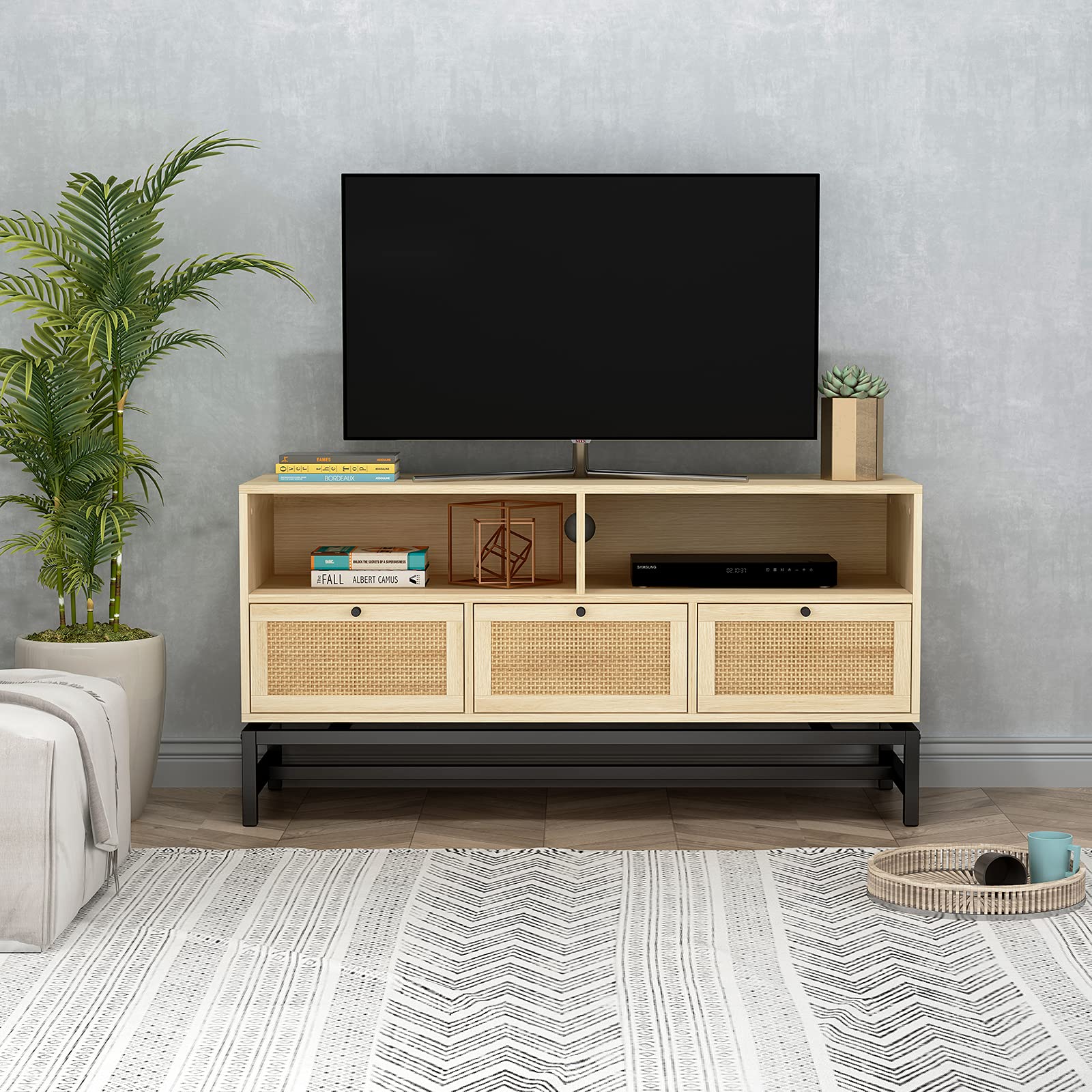 Buy Rattan Tv Stand Farmhouse Tv Suitable for Tvs Up to 50