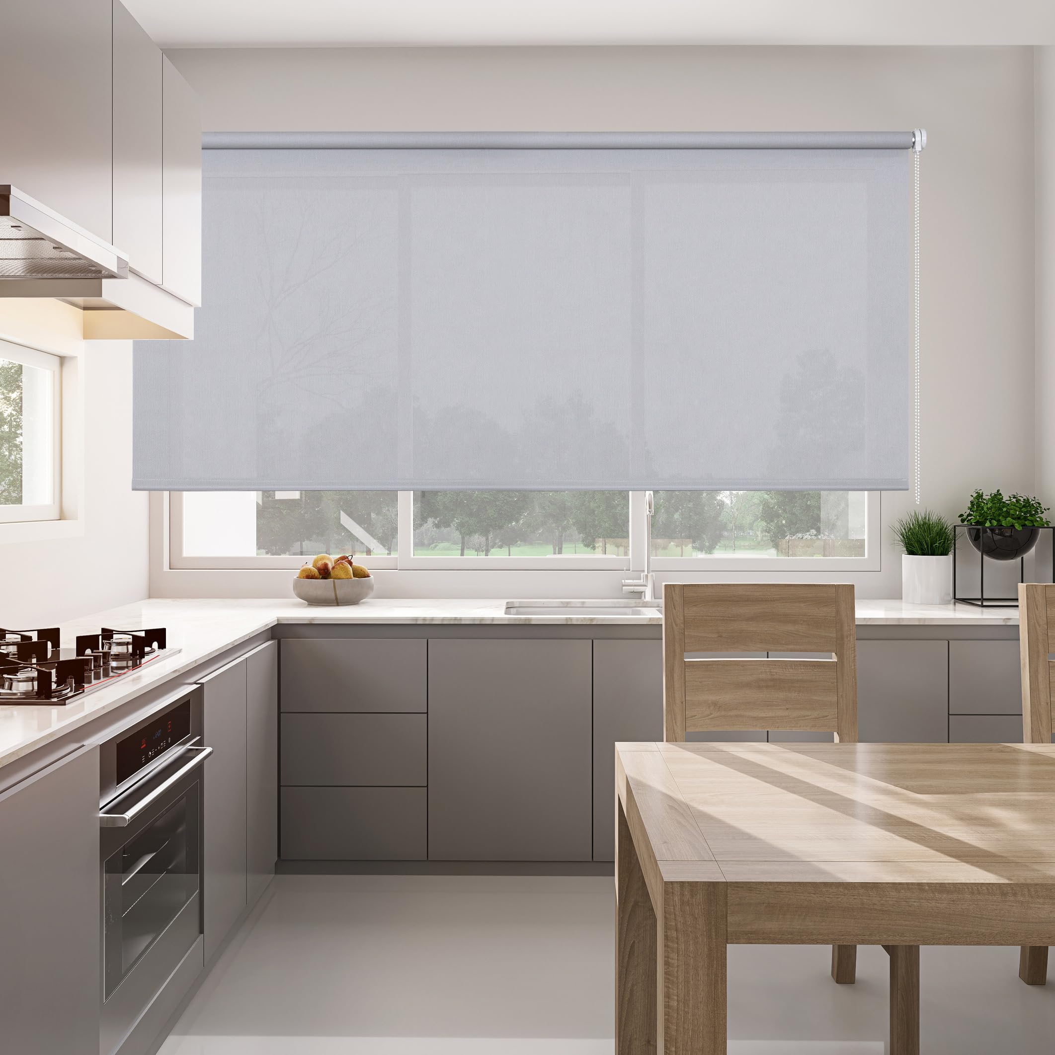 Tende a Rullo Screen 5% Filtranti Massima Qualità Protezione Solare Raggi UV Isolante Termica Tessuto Tecnico per Finestre e Porte Installazione Parete o Soffitto STORESDECO Grigio 200x250 cm