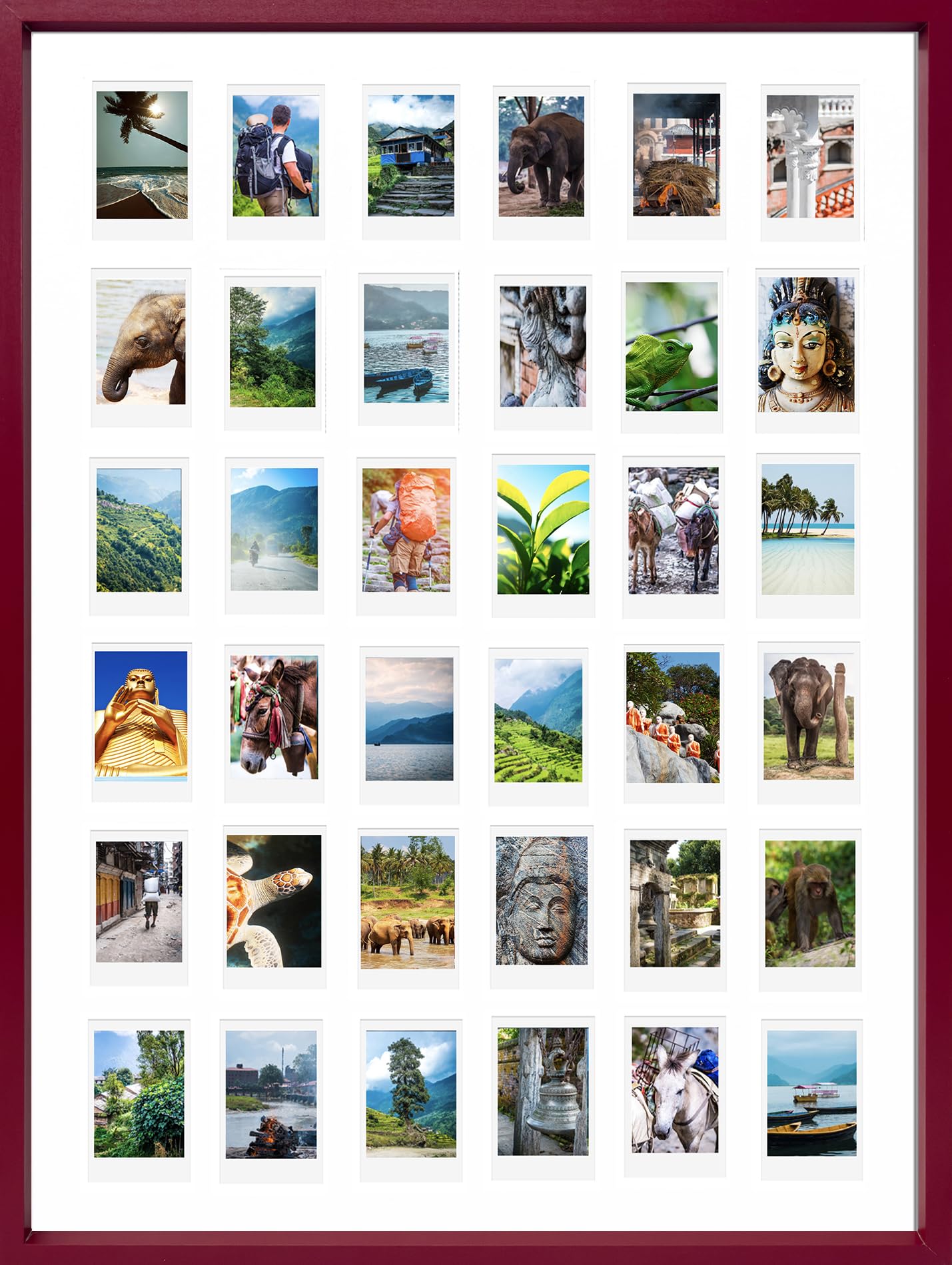 Pf+A Raspberry Red Perspex Window Instax Mini Multi Photo Frame For 36 Photos - A2 Multi Instax Mini Picture Frame