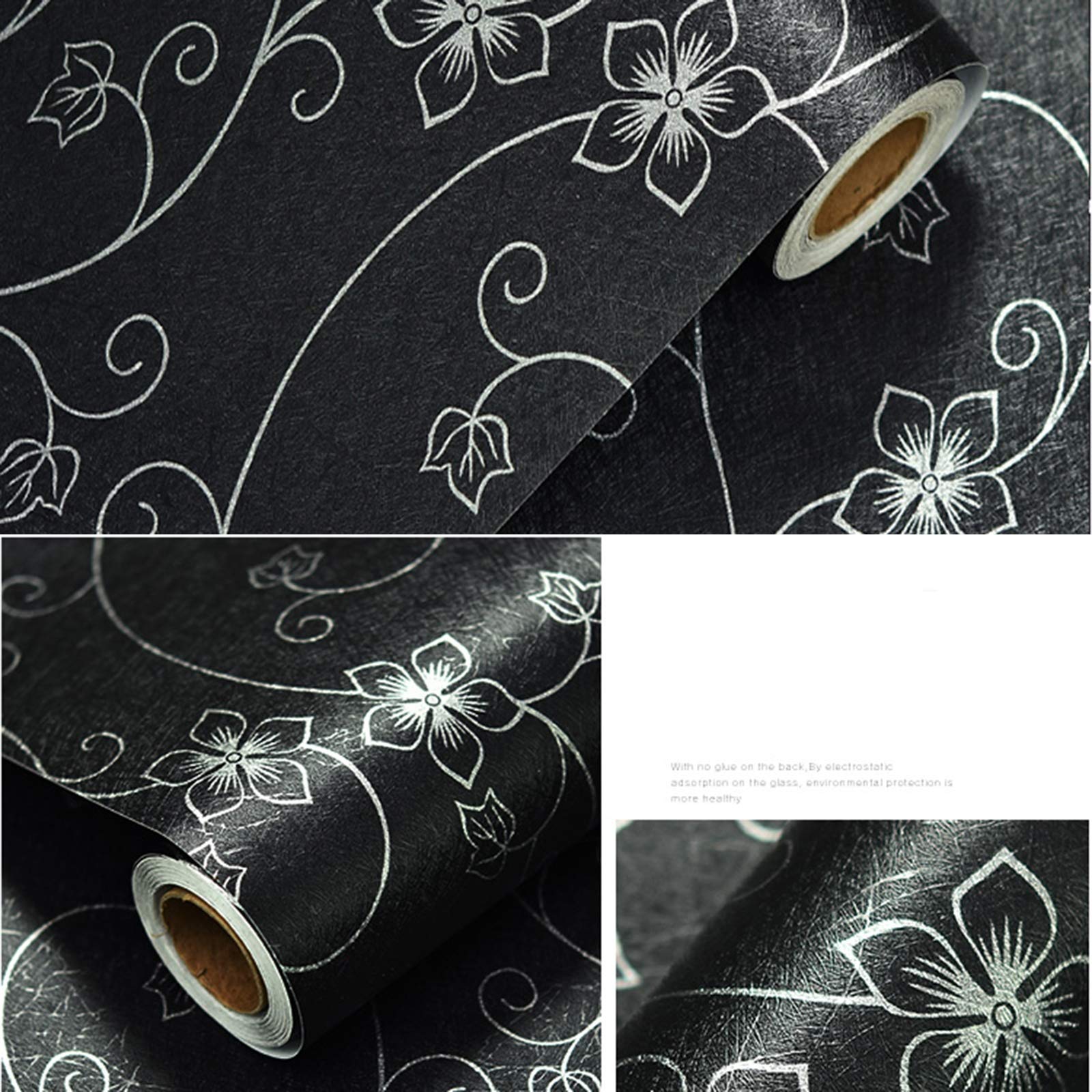 Carta da Parati Carta Da Parati Autoadesiva In PVC, Autoadesivo Dell'ombra Impermeabile Con Motivo Nero, Bagno Camera Da Letto Hotel Shading Glassing Glass Wall Sticker (Size : 1.2X2M)