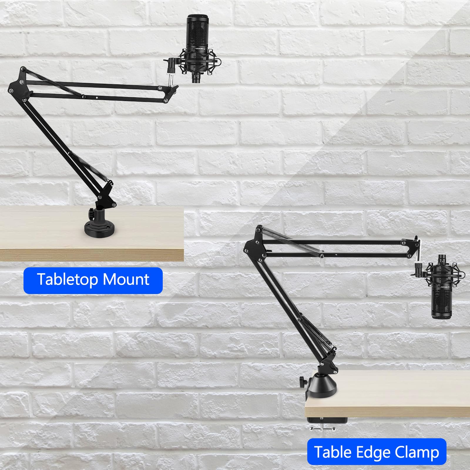 GEEKRIA pour Creators Bras de Micro Boom Professionnel Compatible avec Audio-Technica AT2035, AT2020, Support Micro Suspendu, Support de Bureau réglable, portée 73 cm