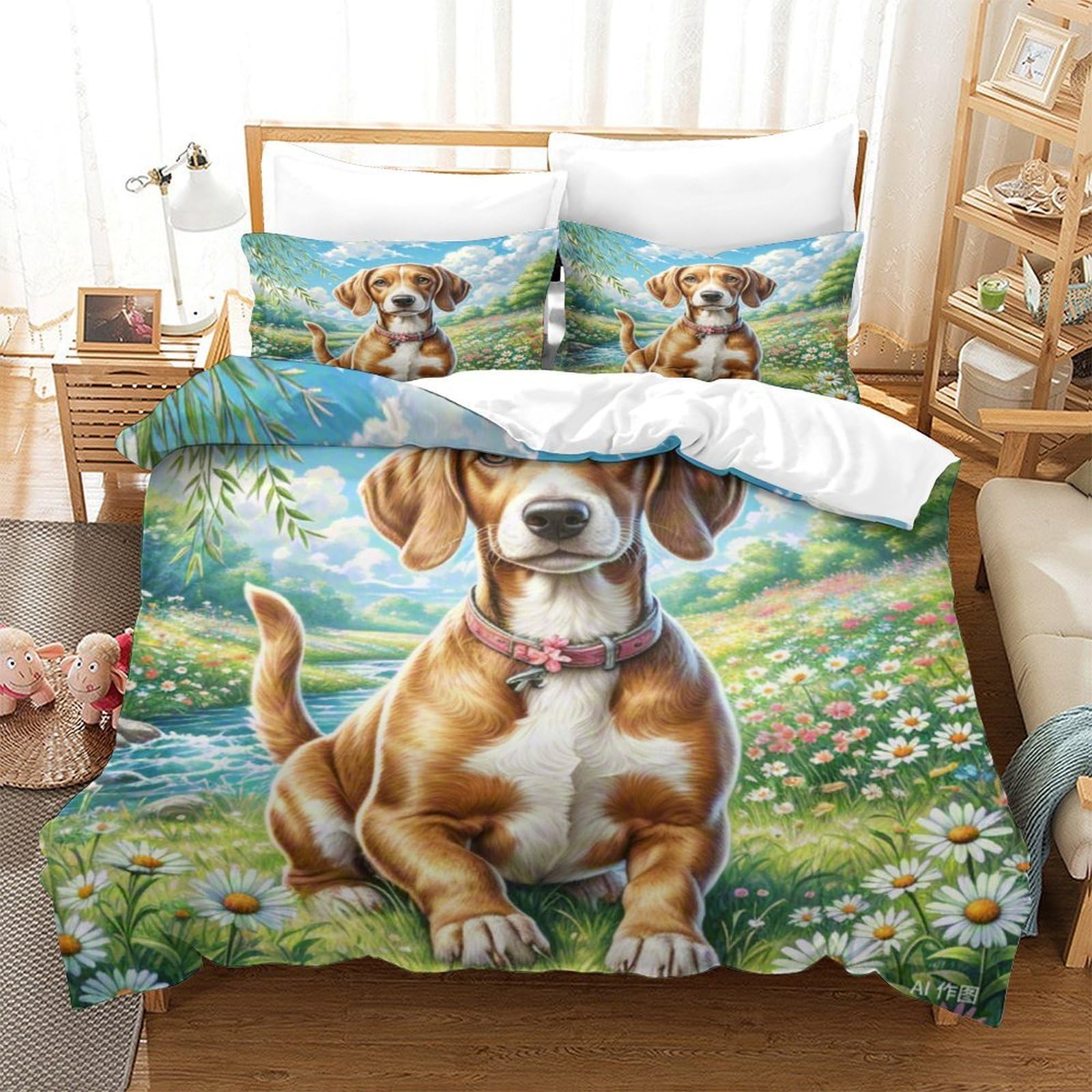 Housse de couette motif chien Braque Allemand 3D 260x220cm
