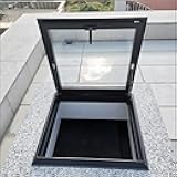 Skylight Windows for House Roof with Sun-Protection Film and Gloves, Manual Venting Multi-Angle Roof Viewing Window, Sloped Flat Roof Lighting Well Window, Customizable Attic Skylight for Sun Room(LxW