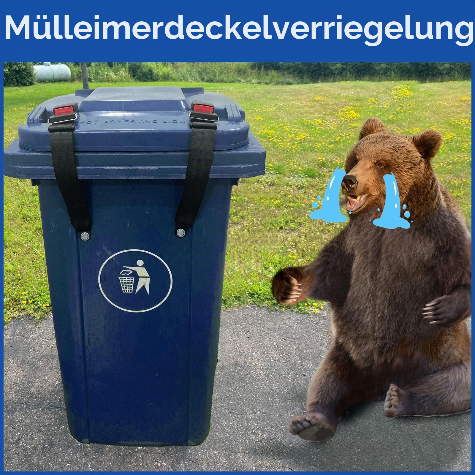 Mülltonnenschlösser für Tiere, Waschbär, Bärensicher, langlebiger Gurt, Deckel, Mülltonnenschloss für den Außenbereich, 2 Stück