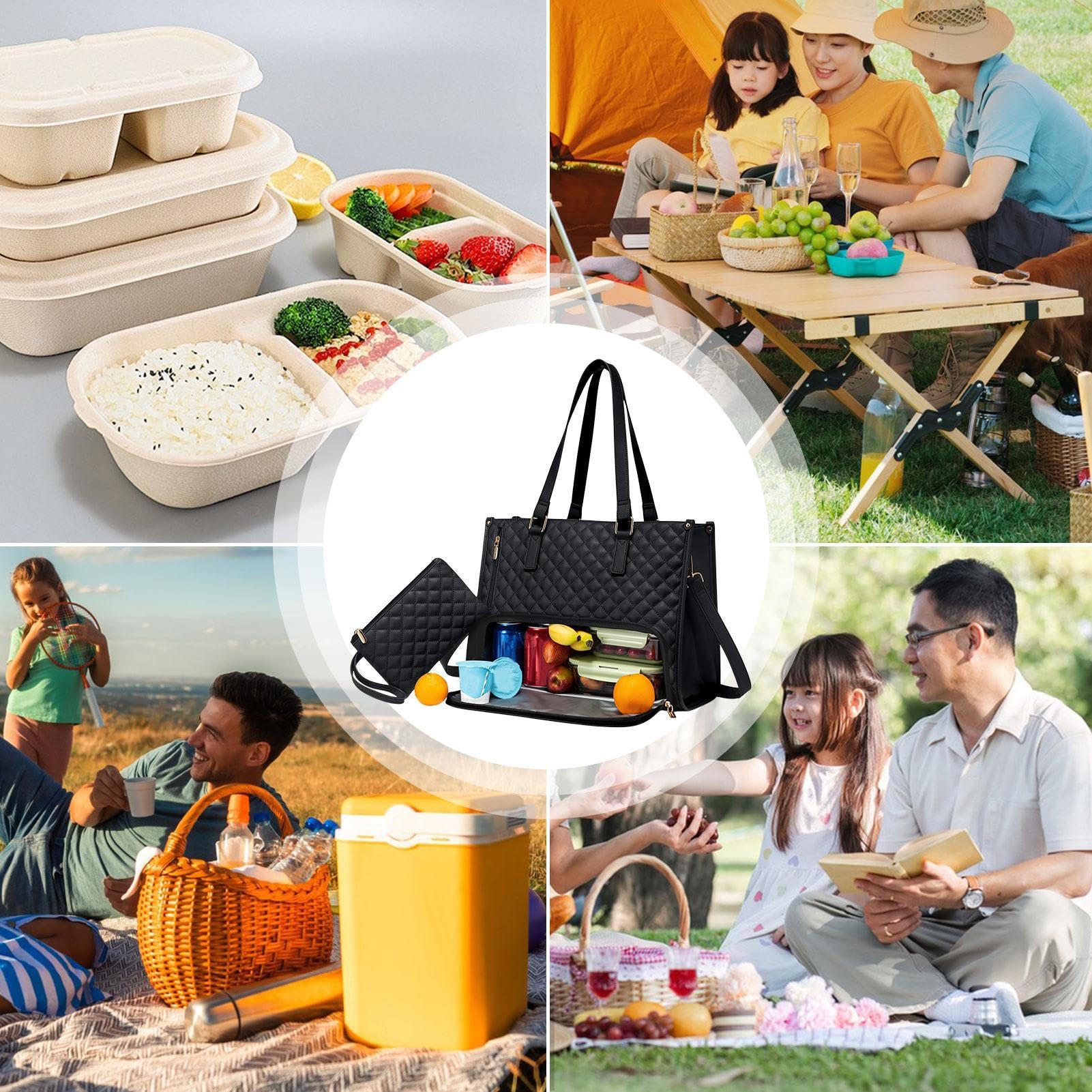 Deluxe Lunchtas Voor Vrouwen - Lekvrije Geïsoleerde Koeltas Geweldig Cadeau Voor Vrouwen Waterdichte Meervoudige Tas Lunchtas Met Afneembare Riem Voor Het Werk