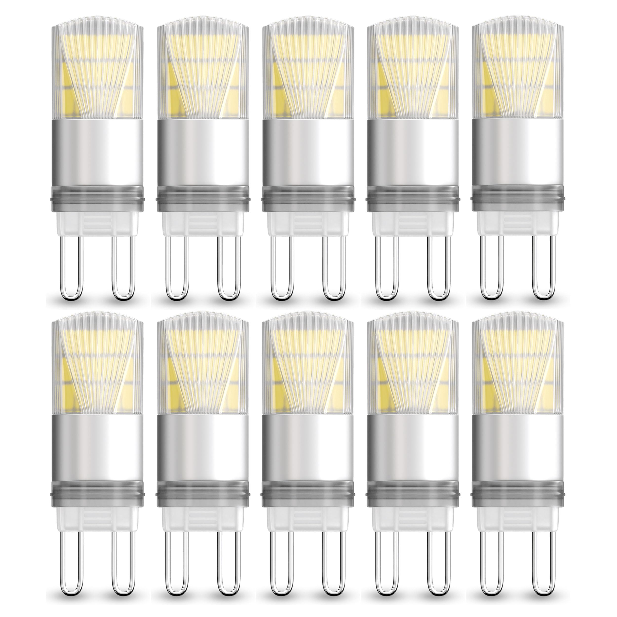 10er Pack LED Stiftsockellampe G9 4W/860 Aluminium 220-240V, 6000K tageslichtweiß, 400 Lumen, ersetzt 40W, 200° Abstrahlwinkel, 50.000 Stunden