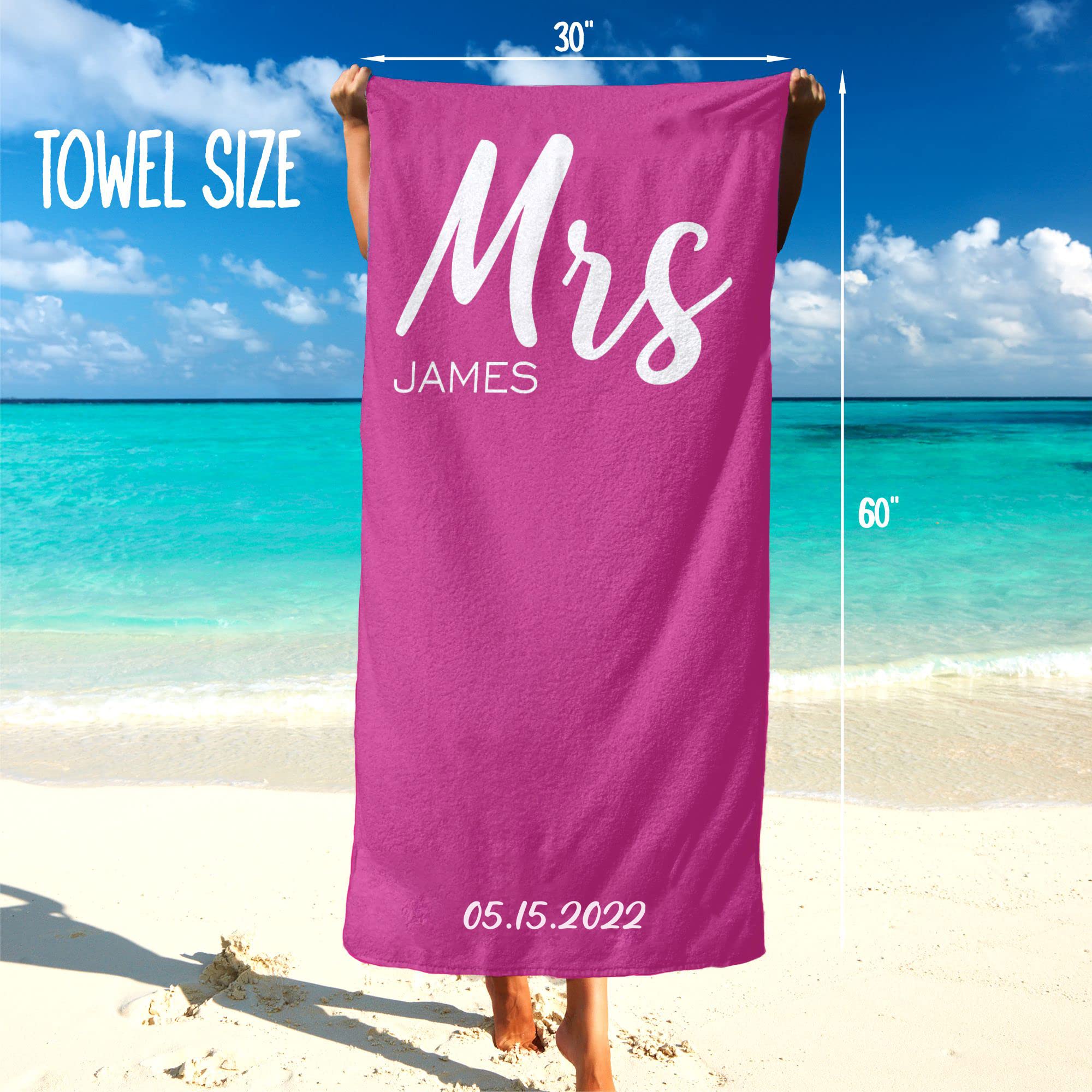 LG Couples Personalized Beach Towels, Bridal Shower Gift, Couples