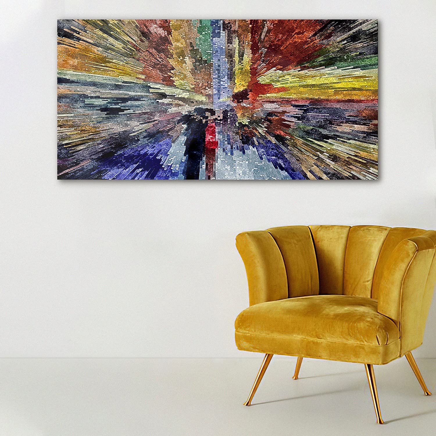 Coloray Pintura acrílica Cuadro De Pared 140x70cm Vidrio Acrílico Arte Sala De Estar Mural - Acuarelas de abstracción
