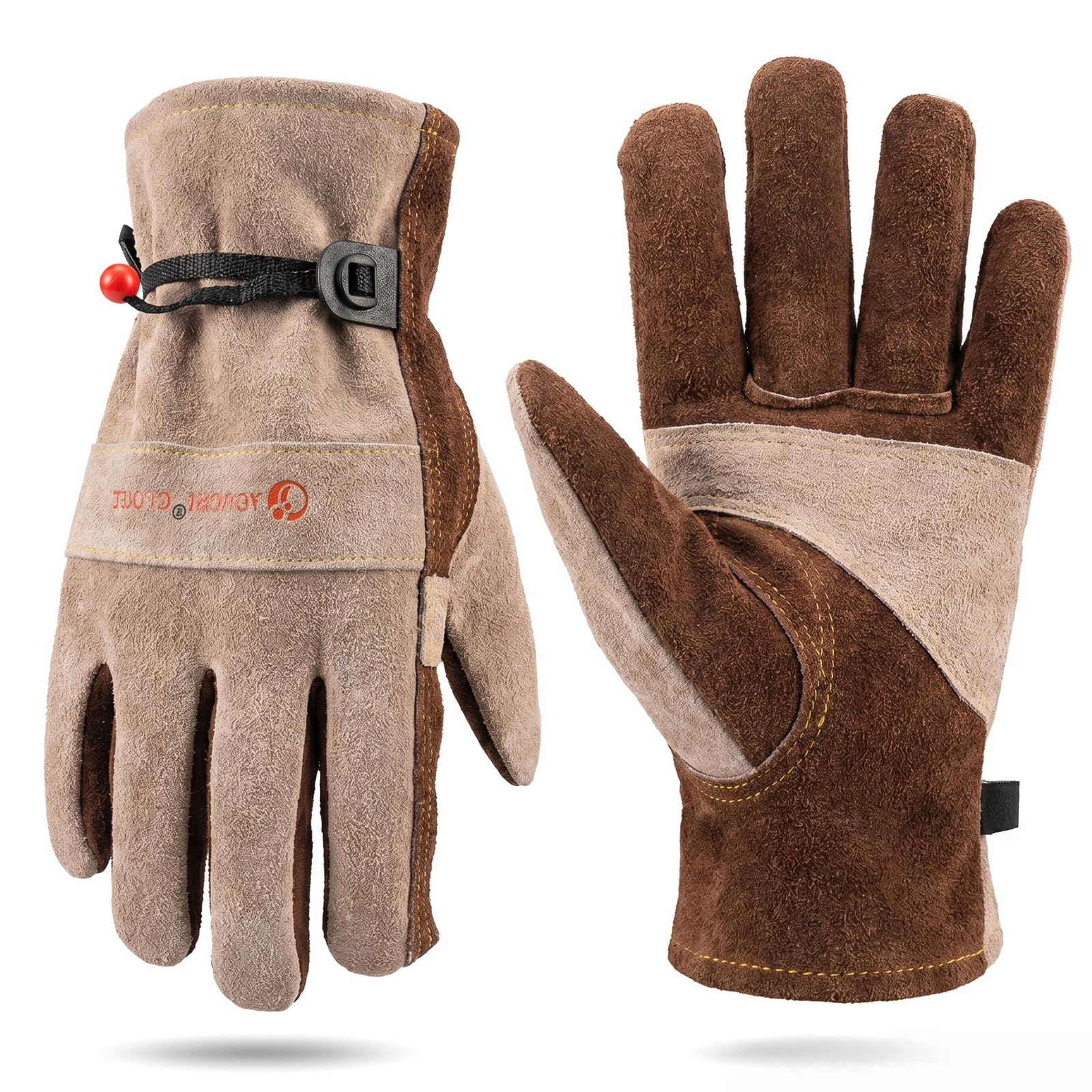 AOUCHI Men's and Women's Gardening, Welding, Construction, Chainsaw, Farm, Angle Grinder, Ranch Leather Gloves. Cowhide, Cotton Lining, Comfortable, Flexible and Durable (xLarge) — image 1