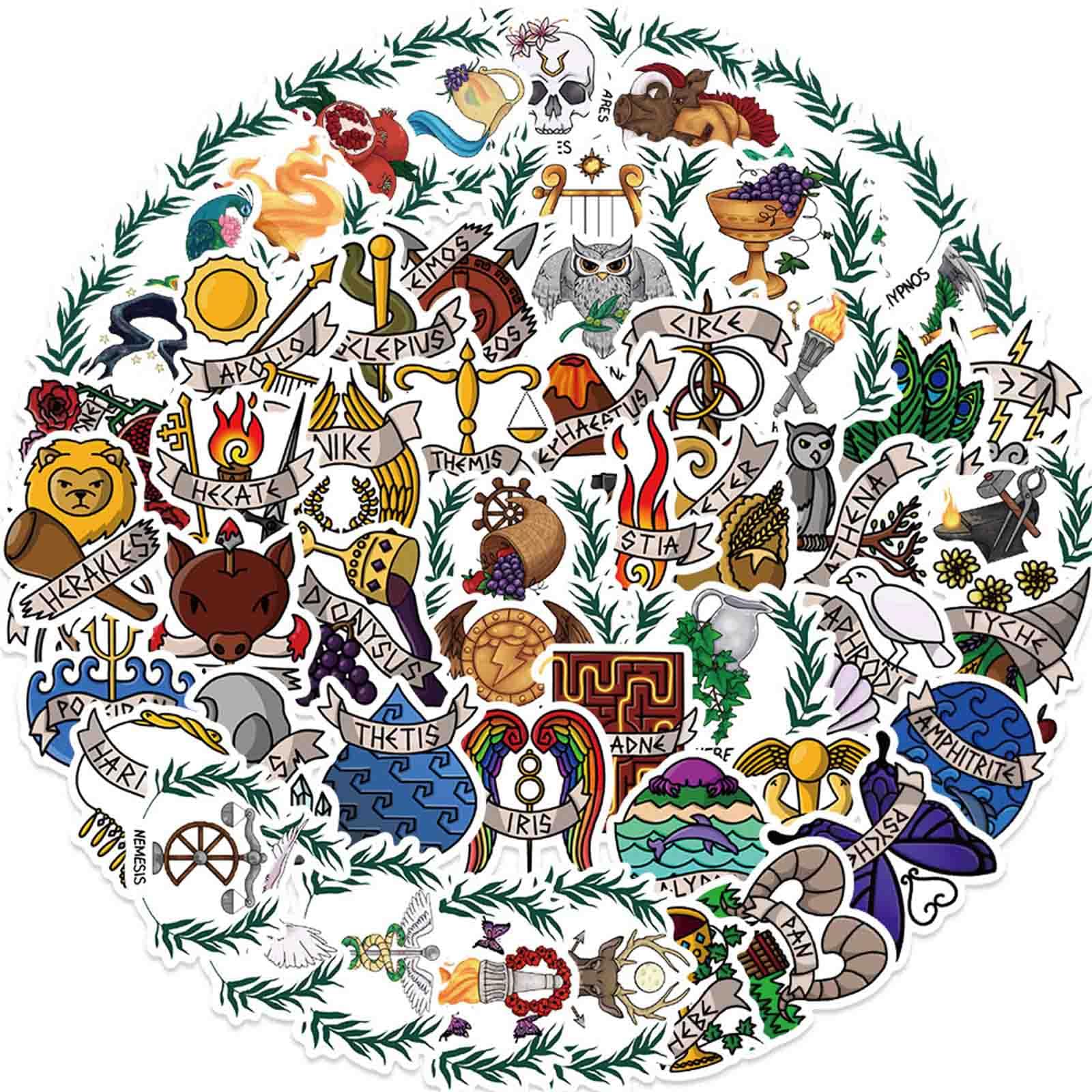 Vintage Greek God Stickers for Adults Teens 50Pcs Retro God Aesthetic Stickers for Water Bottle Waterproof Vinyl Stickers for Laptop Notebook Journal Party Supplies(Greek God)