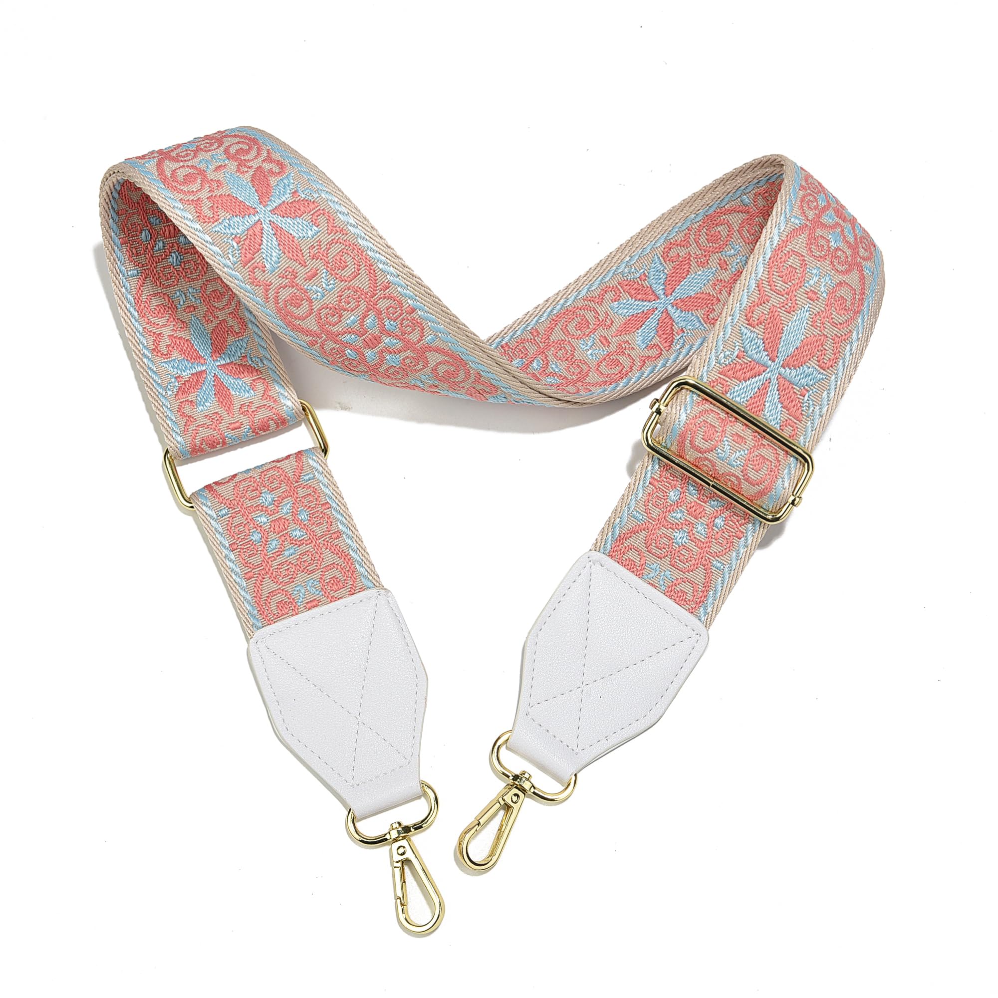 LEMEDE Purse Strap,2" Leather End Shoulder Strap Adjustable Replacement,Retro Jacquard Multi-pattern Crossbody Bag Straps