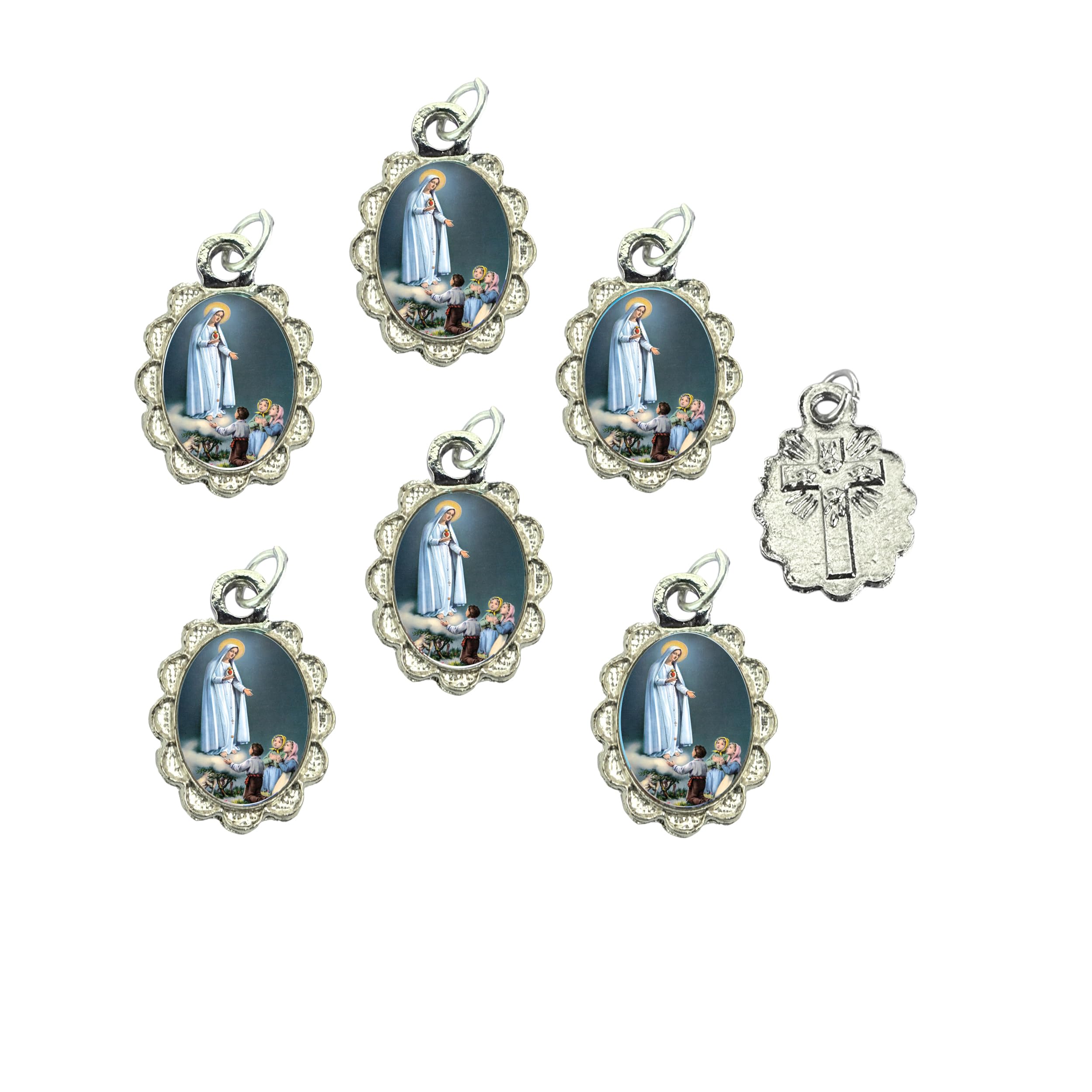 Catholica Shop Religious Wear Silver Tone Small Pendant - Devotional Medals with Assorted Images of Saints, Mary and Jesus. Favors, Keepsake, for