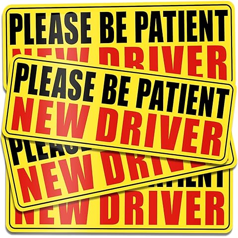 PSLER 4 Pcs New Driver Magnet for Car - Student Driver Car Magnet Funny Safety Warning Magnetic Reflective Reusable Signs for Teenage Driving Gifts