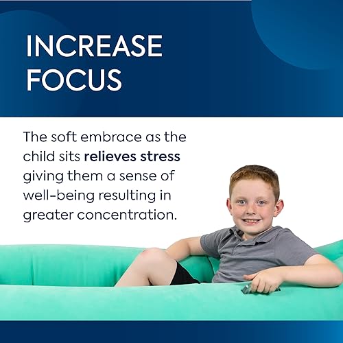 Vista 32 de Bouncyband - Silla sensorial Peapod mediana y cómoda, color azul de 60 pulgadas, divertida y inflable que proporciona alivio sensorial terapéutico