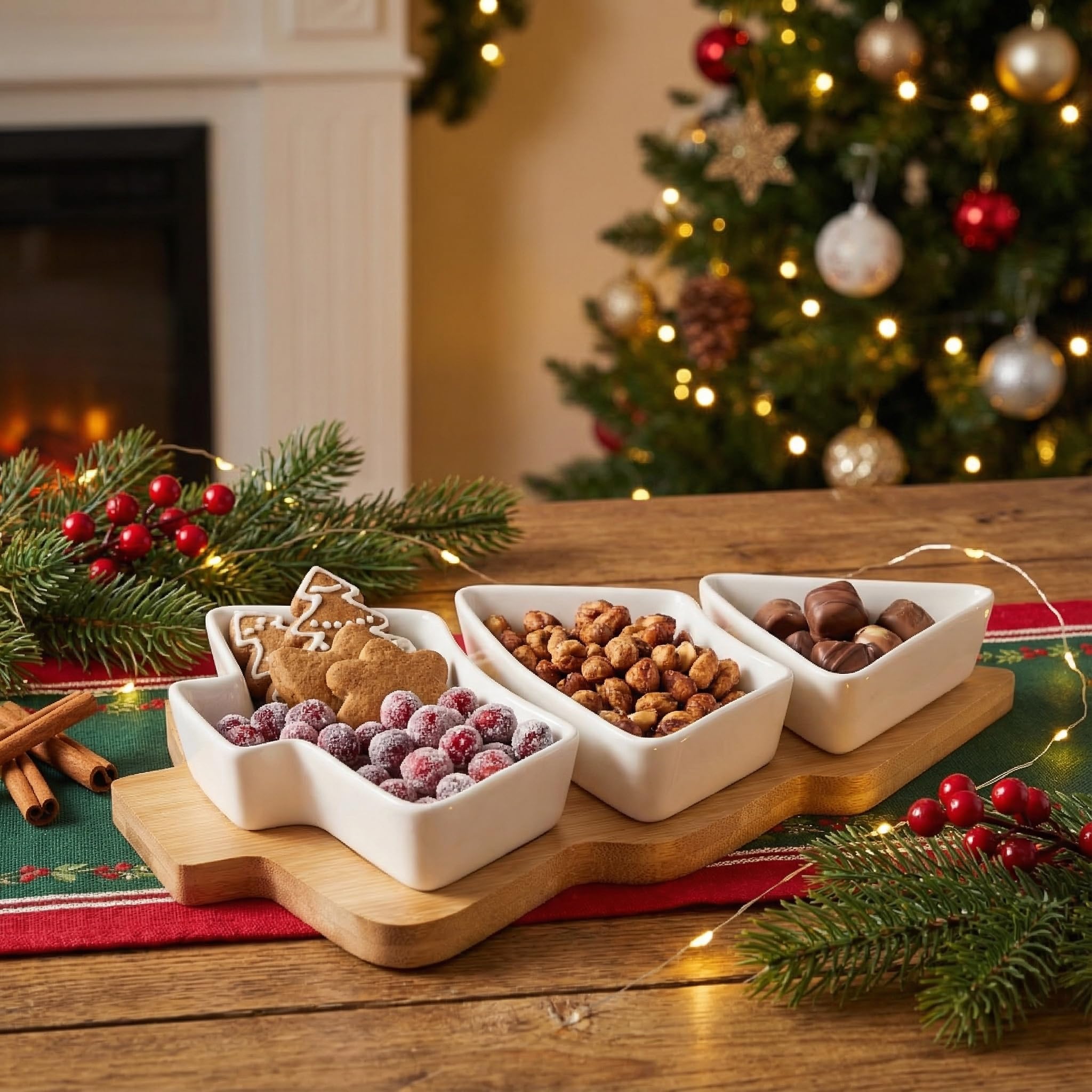everyone vincent ceramic tray3点セット MIJOMA Christmas Serving Set, 4 Pieces, Porcelain Bowls with