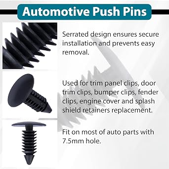 200 PCS Car Plastic Trim Rivets Push Clip Fastener, 8mm Fender Clips