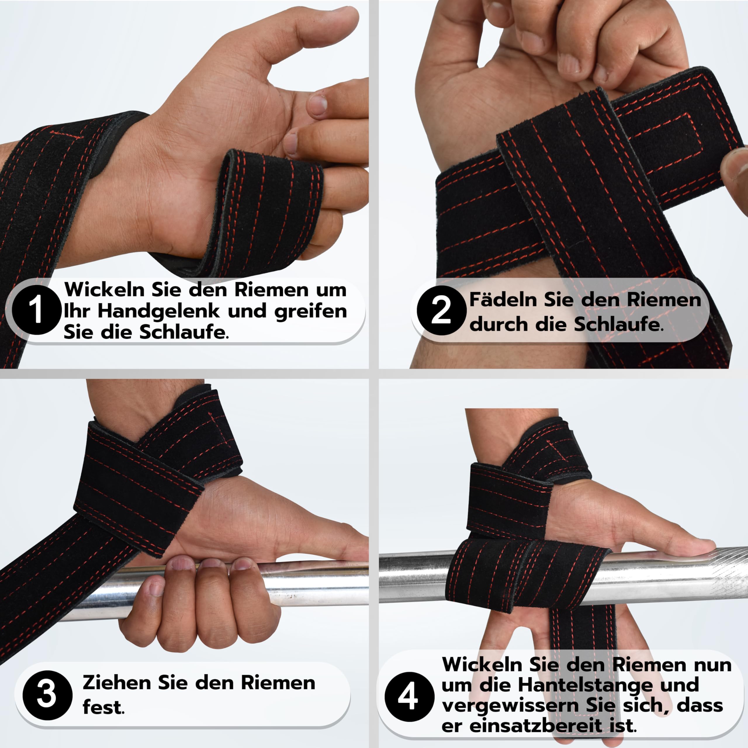 AQF Leder Zughilfen Krafttraining Wildleder | Profi Lifting Straps für Bodybuilding und Weightlifting | Kreuzheben Gurte, Gym Fitness Zughilfen für Frauen und Männer