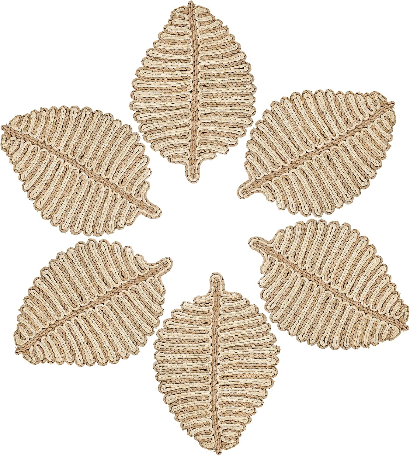 Placemats Set of 4,Natural Leaf-Shaped Charger Plates Handcrafted Fall Placemats for Dining Table Décor