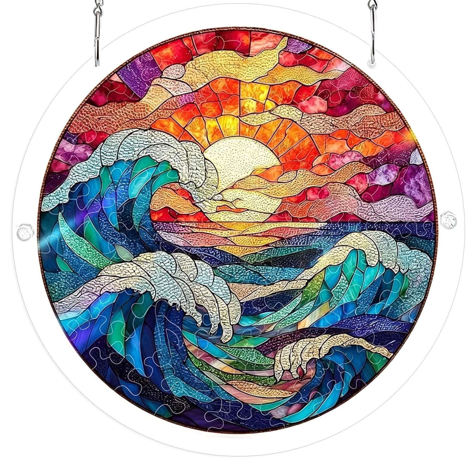 BOYANDM Puzzle Suncatchers Stained Glass Window Hanging Decors Colorful Acrylic Sun Catchers for Homen Garden Ornament Acrylic Puzzle Suncatchers