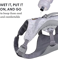 Vista 4 de Ruffwear, Swamp Cooler Dog Harness, Lightweight with Evaporative Cooling for Hot Weather, Graphite Gray, Medium Azul Biolumina