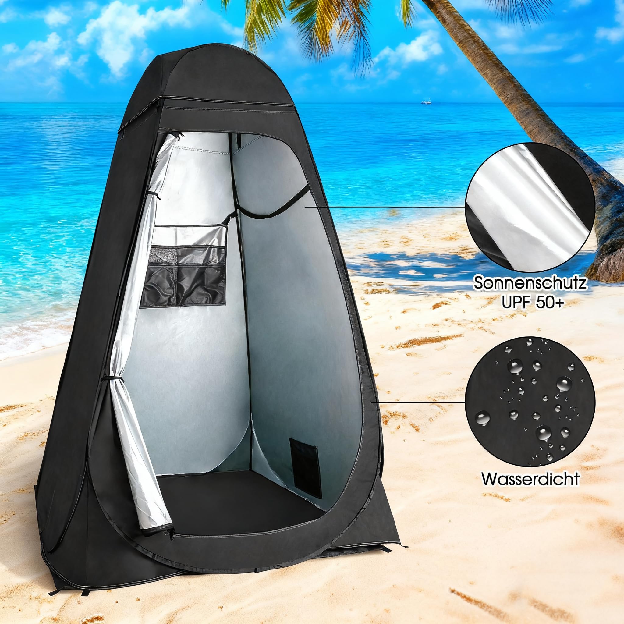 Camping Toilettenzelt Duschzelt Wurfzelt Pop Up Umkleidezelt Privatsphäre Toilettezelt Umkleidekabine Lagerzelt Mobile Outdoor WC Zelt für Camping & Beach, mit Tragetasche(UV 50+)