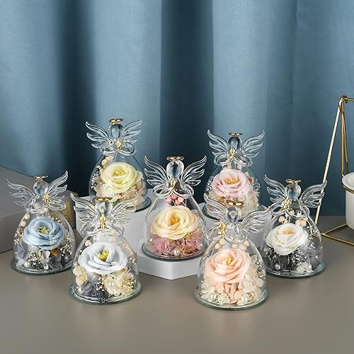 Miniatura 6 de DSHFNsd Regalo de cumpleaños para abuela mamá esposa figuras de ángel regalos de rosas artificiales para el día de San Valentín para ella regalos de