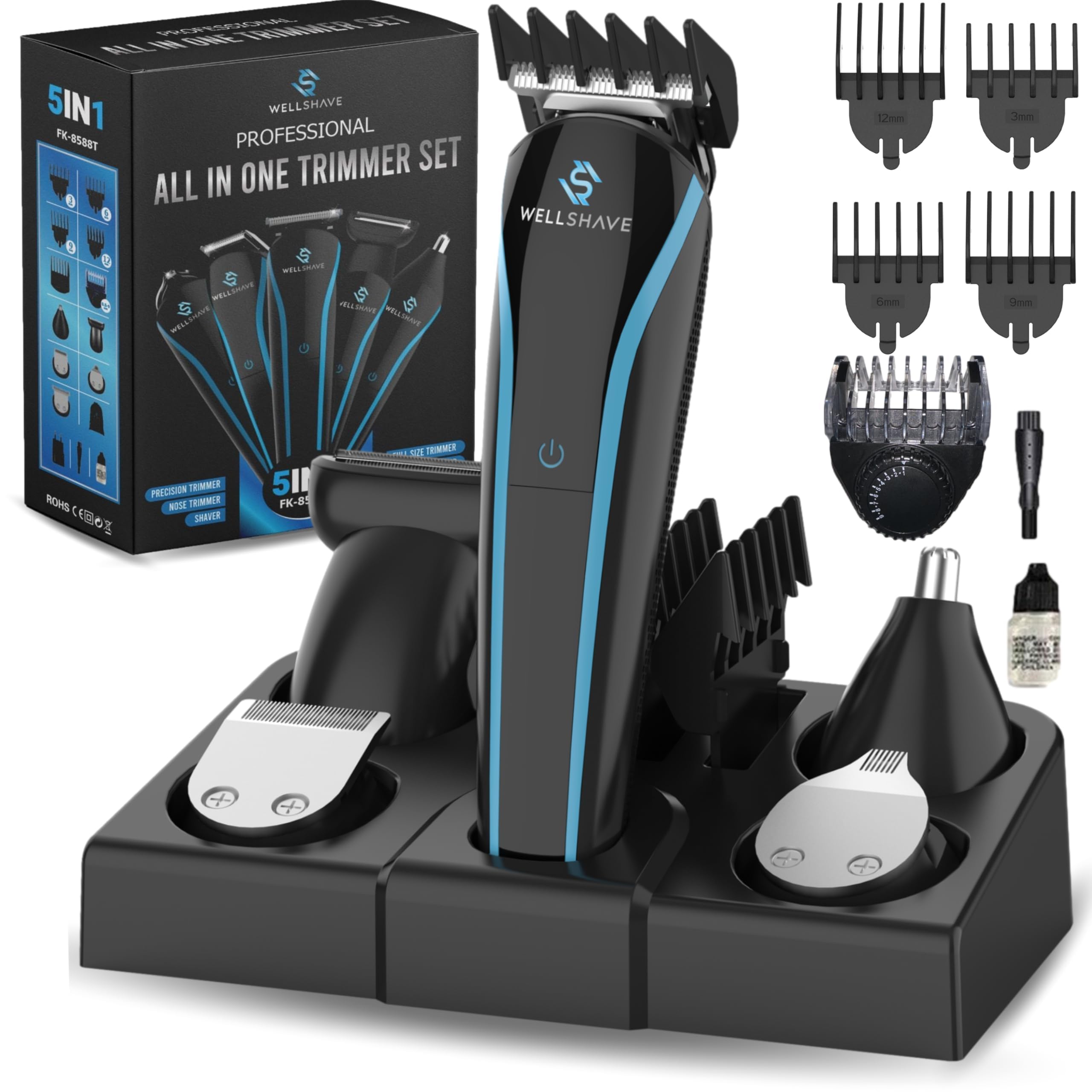 5 en 1 Barba Trimmer Hombres/Bodygroomer Hombres/Trimmer Hombres/Nariz cortapelos hombres a prueba de salpicaduras/Cuerpo y Barba Trimmer