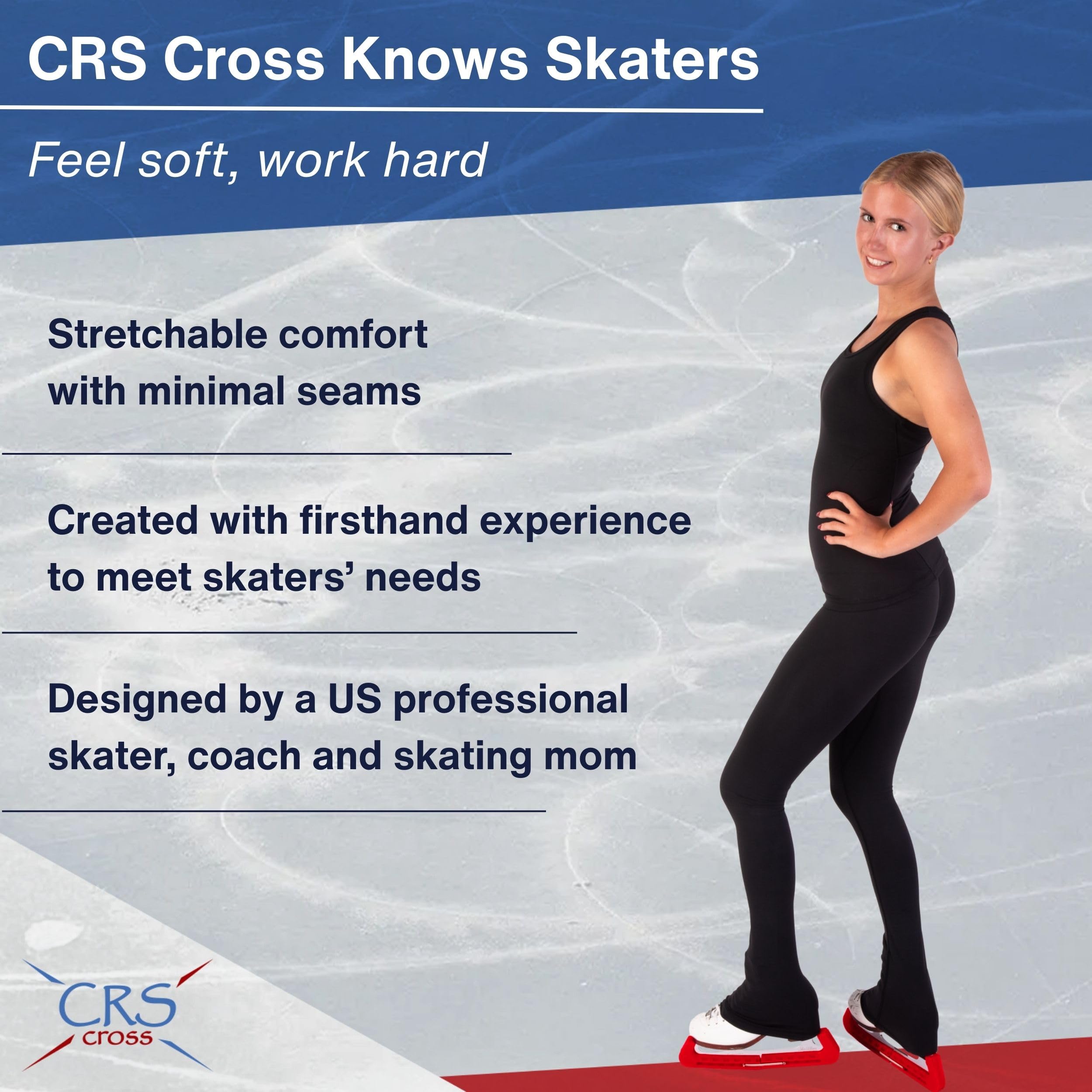 CRS Cross Schlittschuhlauf-Leggings Schwarz Over Skate Leggings High Rise Übungshersen für Eiskunstläufer-Mädchen und Frauen