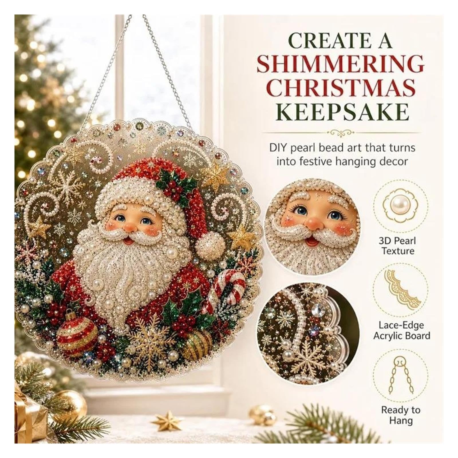 1 kit di acchiappasole natalizio con perle for la decorazione della parete