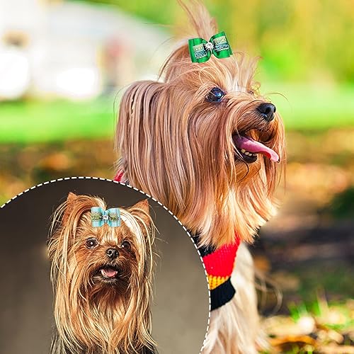 Miniatura 7 de PET SHOW 20 unids/10 pares de lazos brillantes para el pelo de perros pequeños con bandas de goma para gatos cachorros aseo Topknot accesorios para