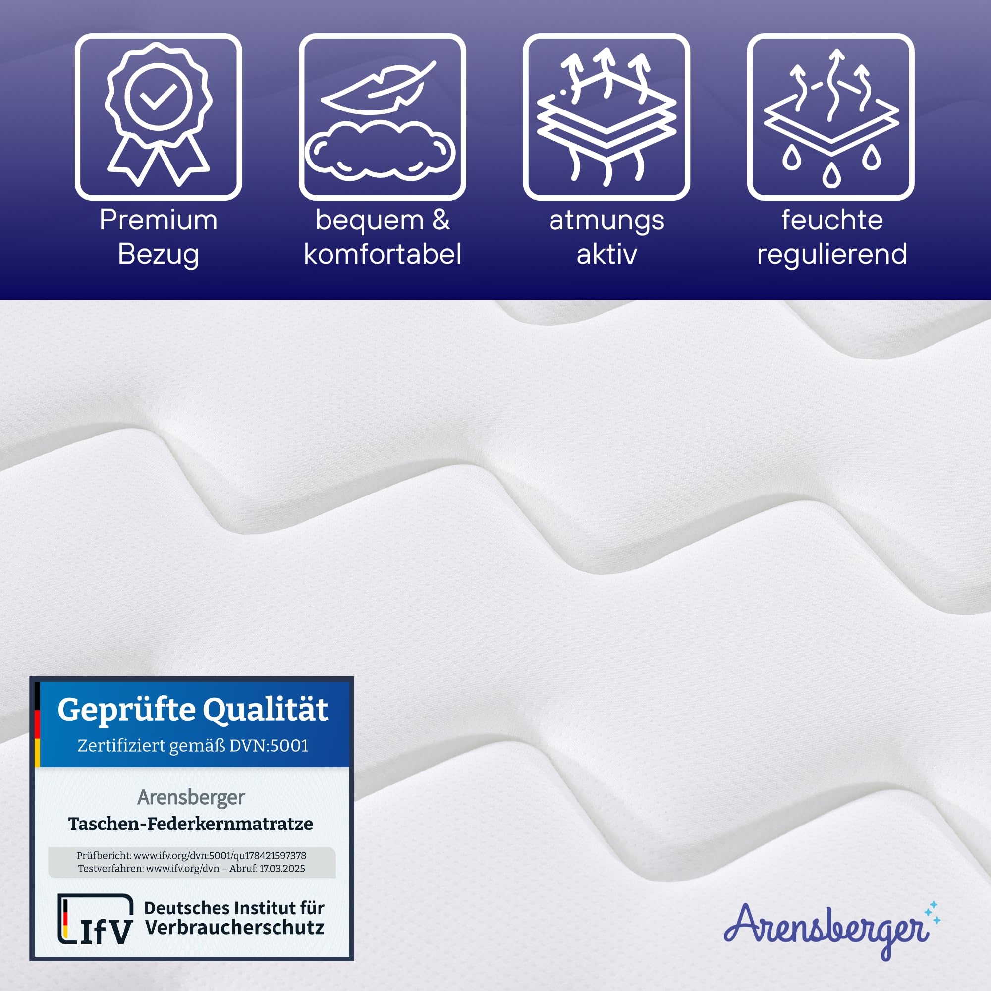 Arensberger Lena Matratze 140x200 H3 - Federkern Mit Memoryschaum 21cm