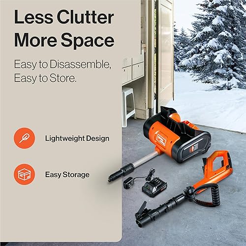 Miniatura 7 de SuperHandy Pala eléctrica para quitanieves 4 Ah CC 20 V, diseño actualizado, recargable inalámbrica, ligera de 10 pulgadas de ancho de 5 pulgadas de