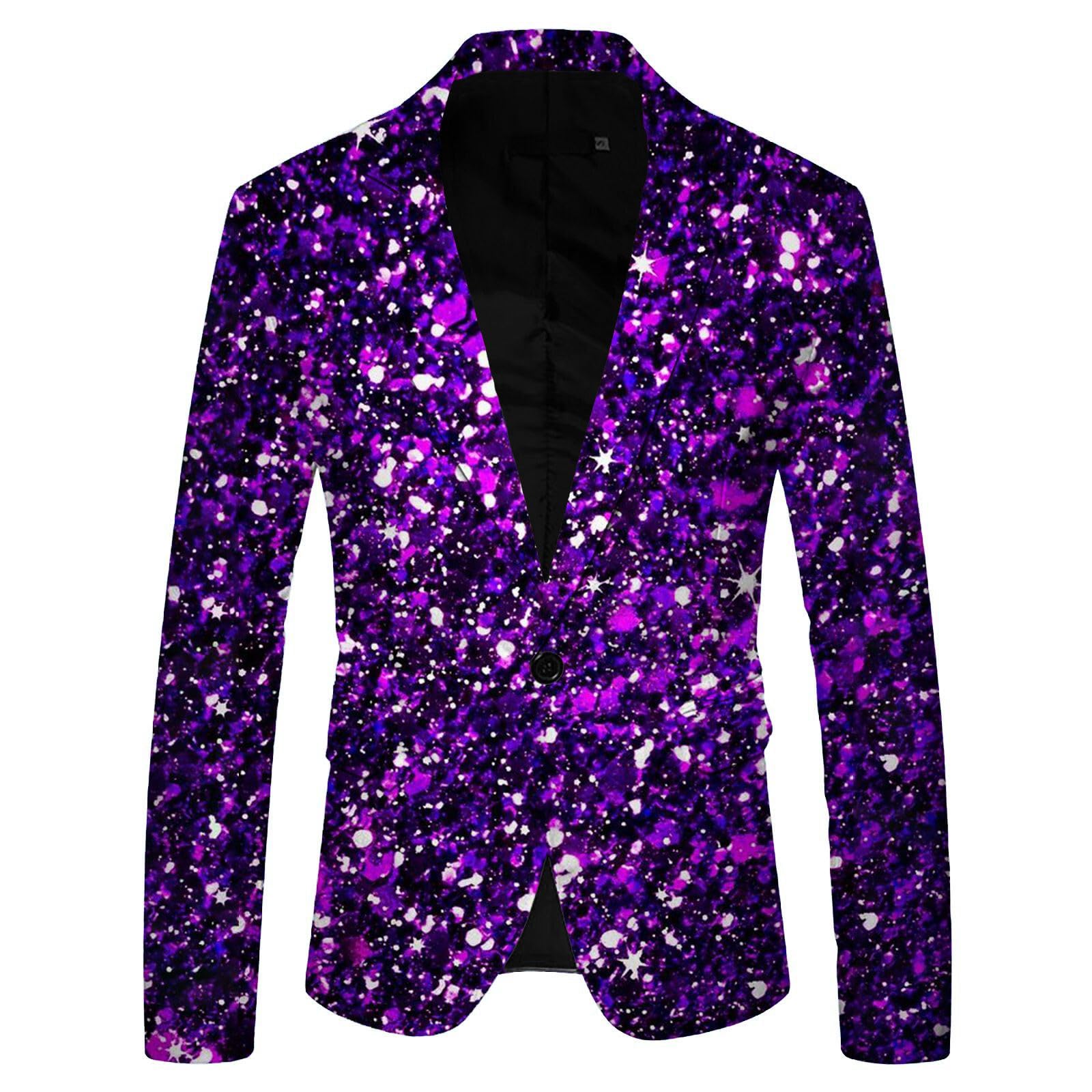 Veste à paillettes pour homme - Veste de costume sportive - Paillettes - Coupe ajustée - Costume de performance - Blazer à paillettes