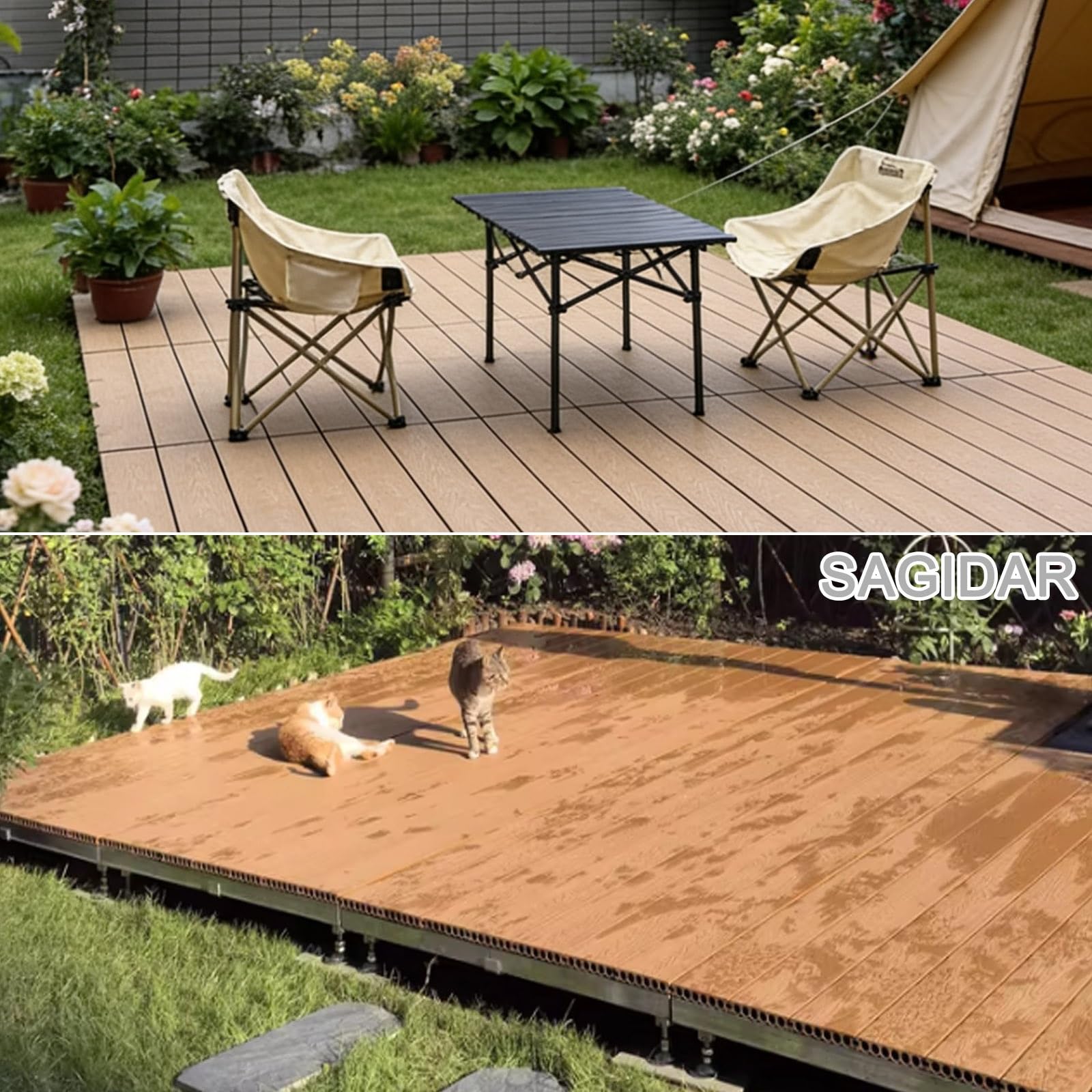 84x84cm Piattaforma Galleggiante For Esterni Modulare In Legno Composito